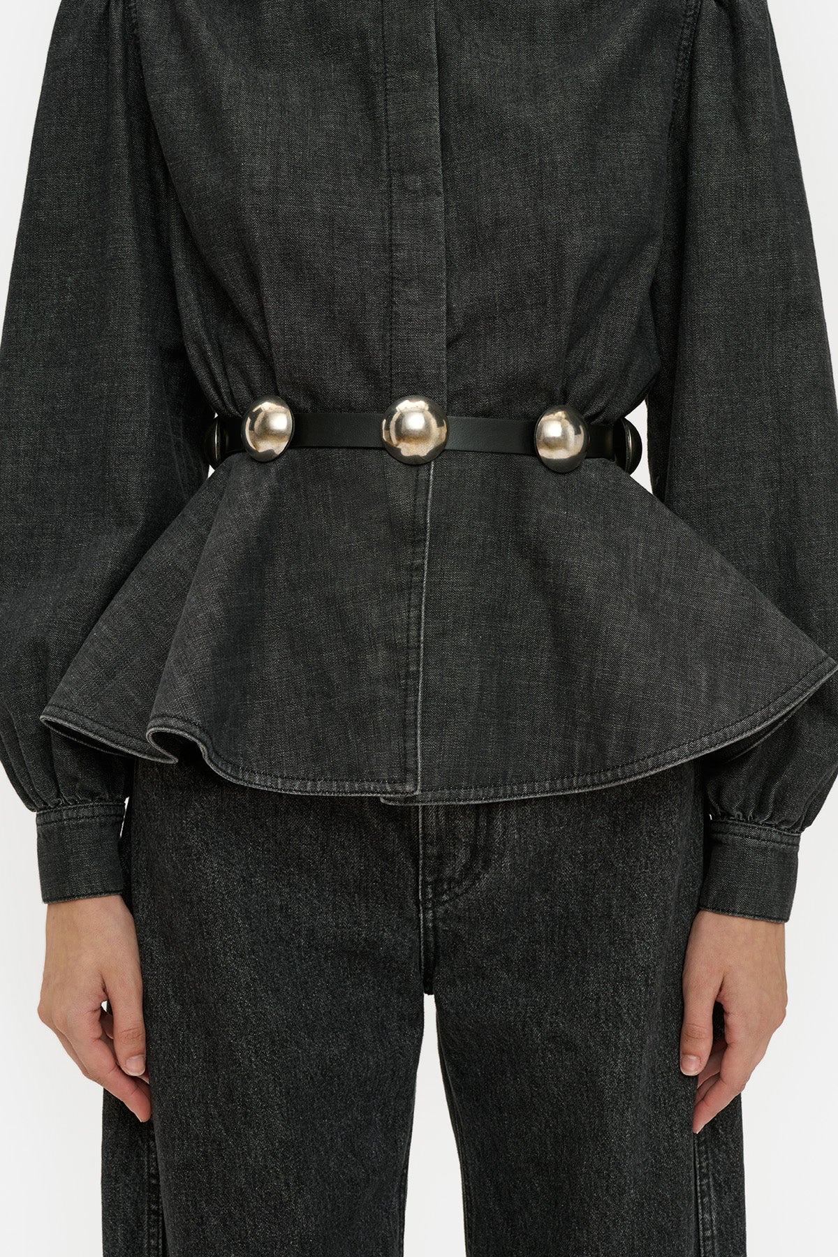 Salt and Pepper Peplum Denim Shirt