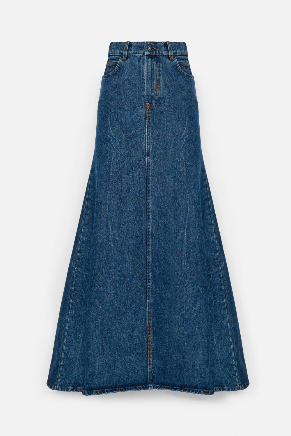 Gonna Lunga Denim a Trapezio