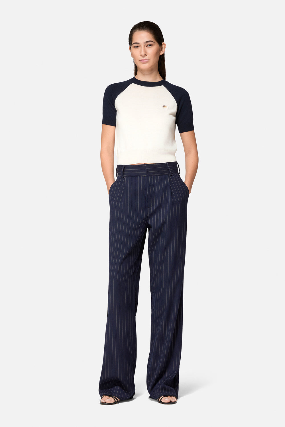 Pinstripe High Waist Trousers