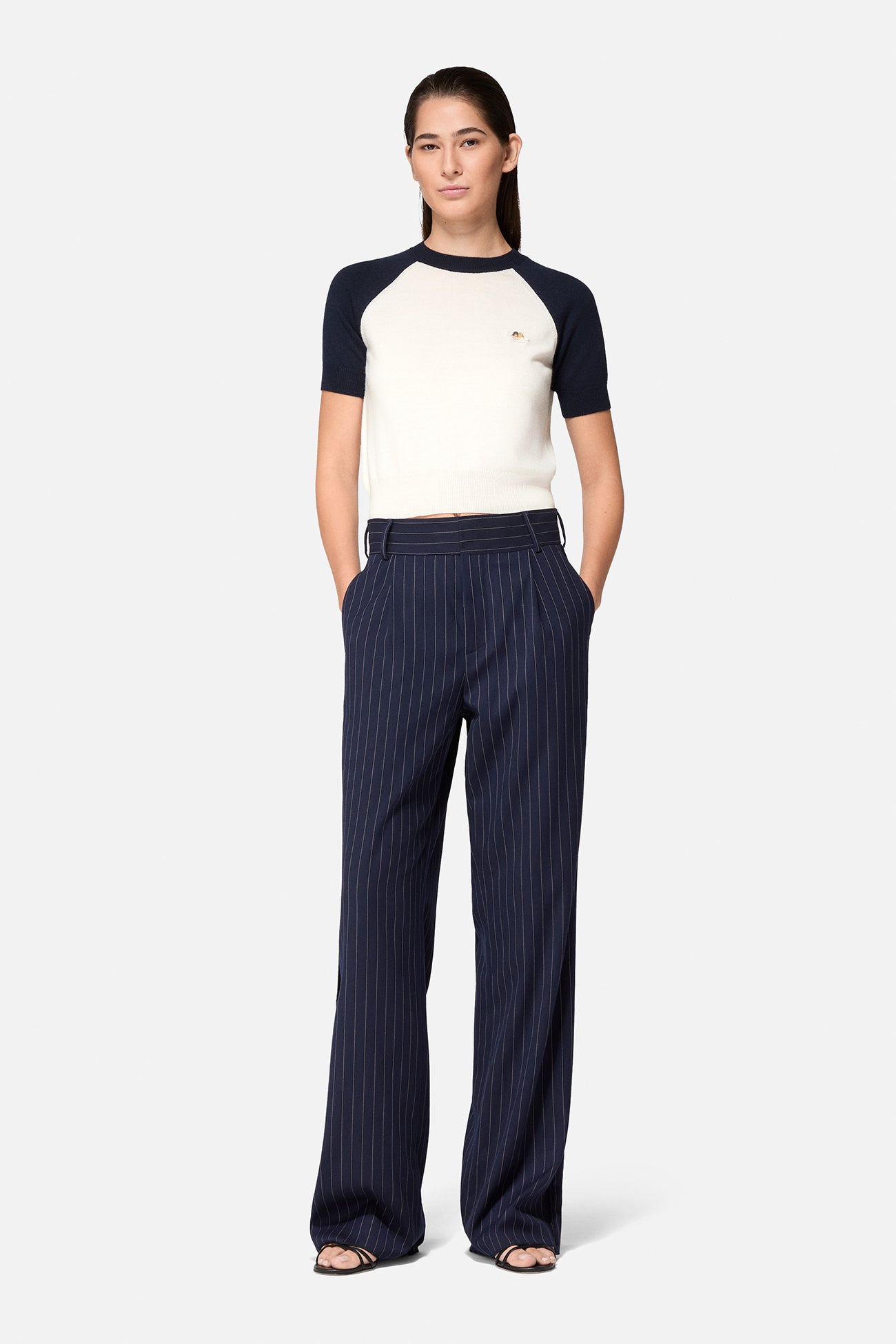 Pinstripe High Waist Trousers