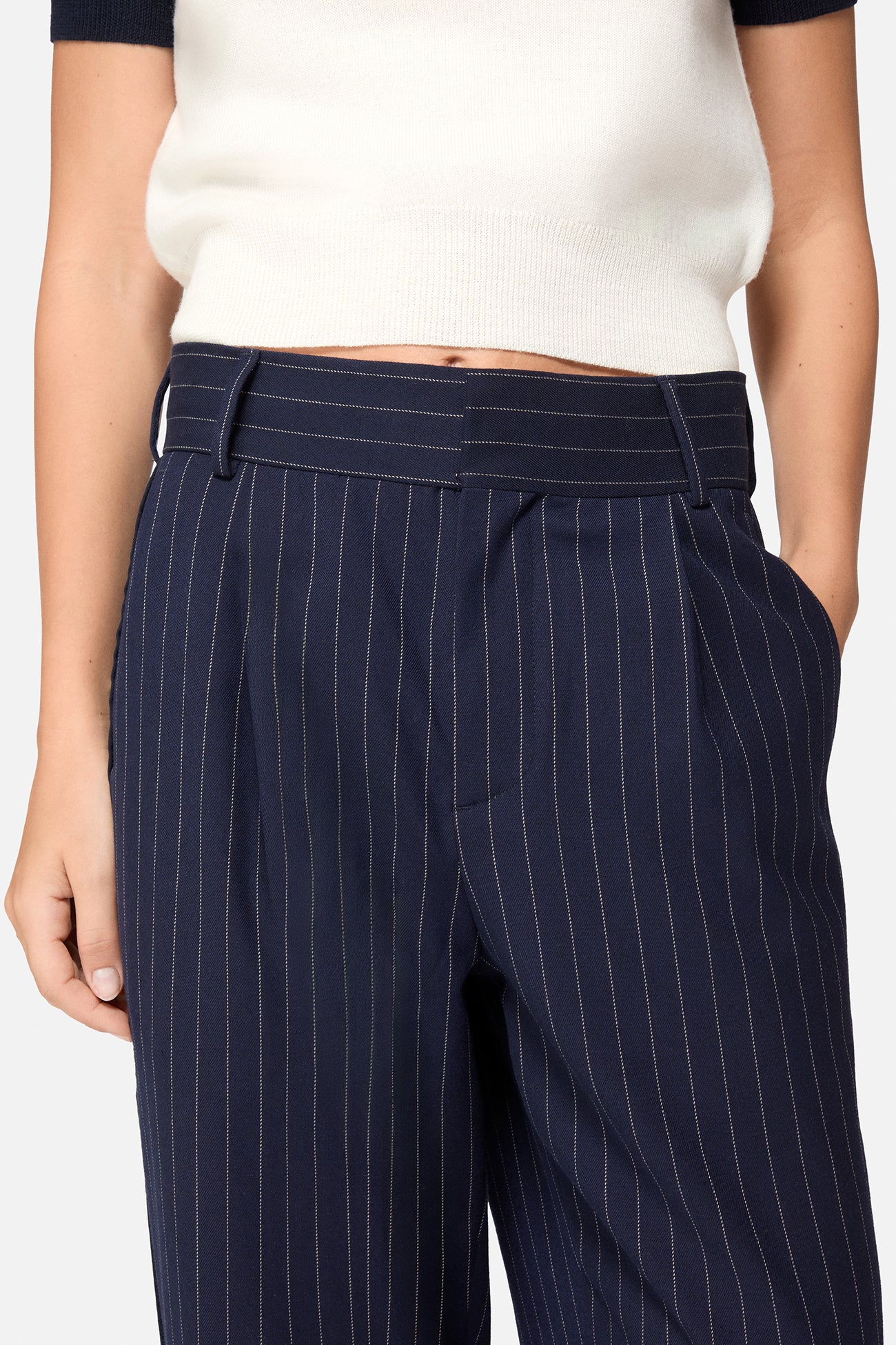 Pinstripe High Waist Trousers