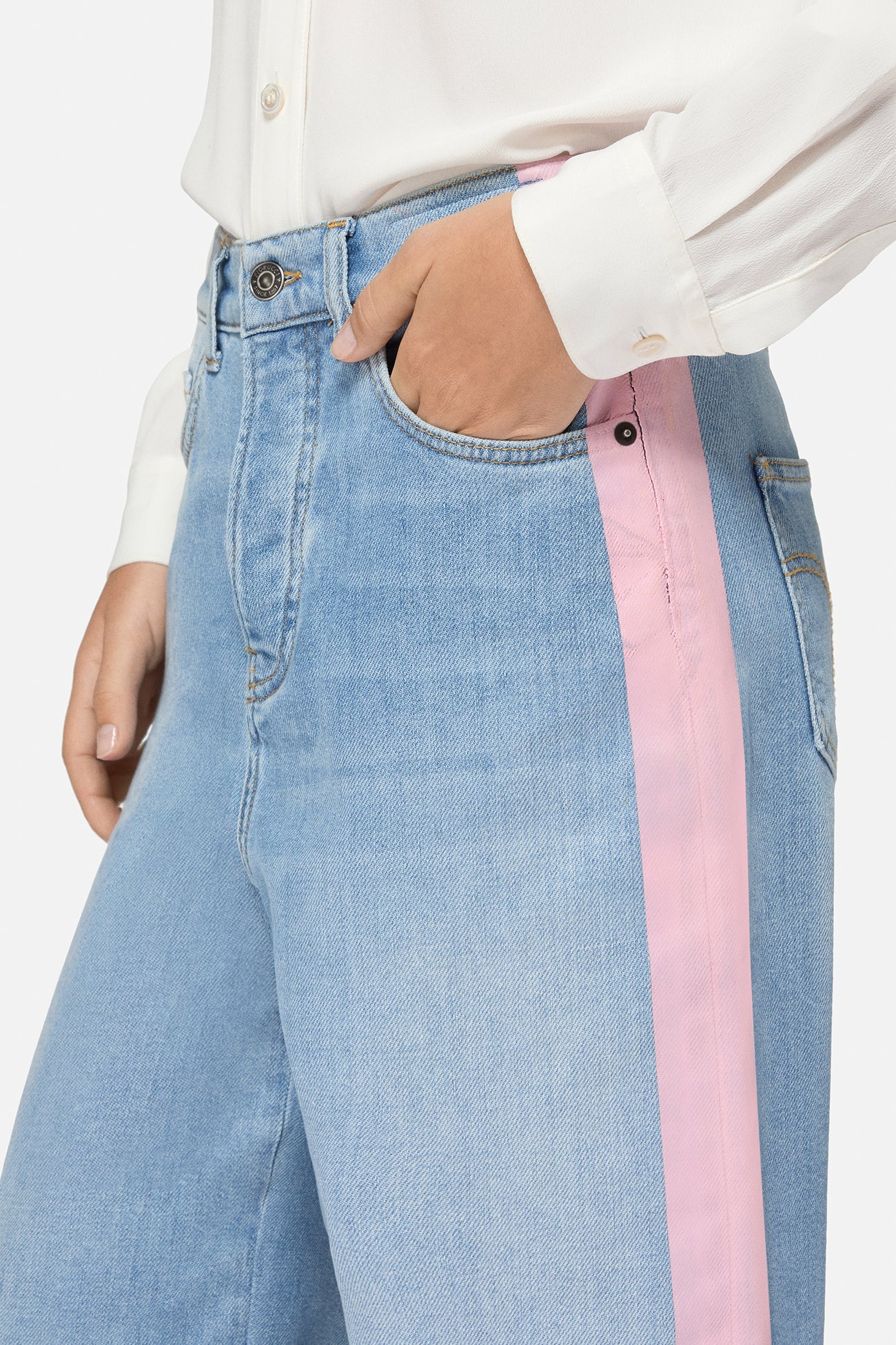 Pink Stripe Baggy Jeans