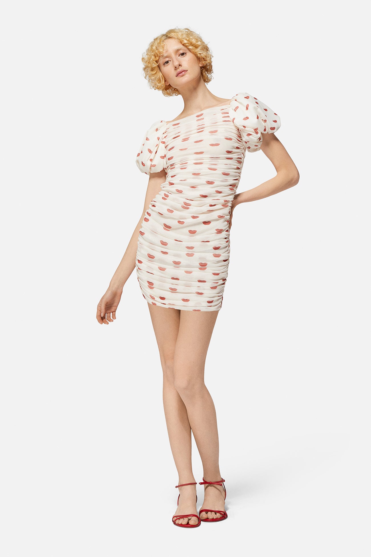 Lips Mesh Mini Dress