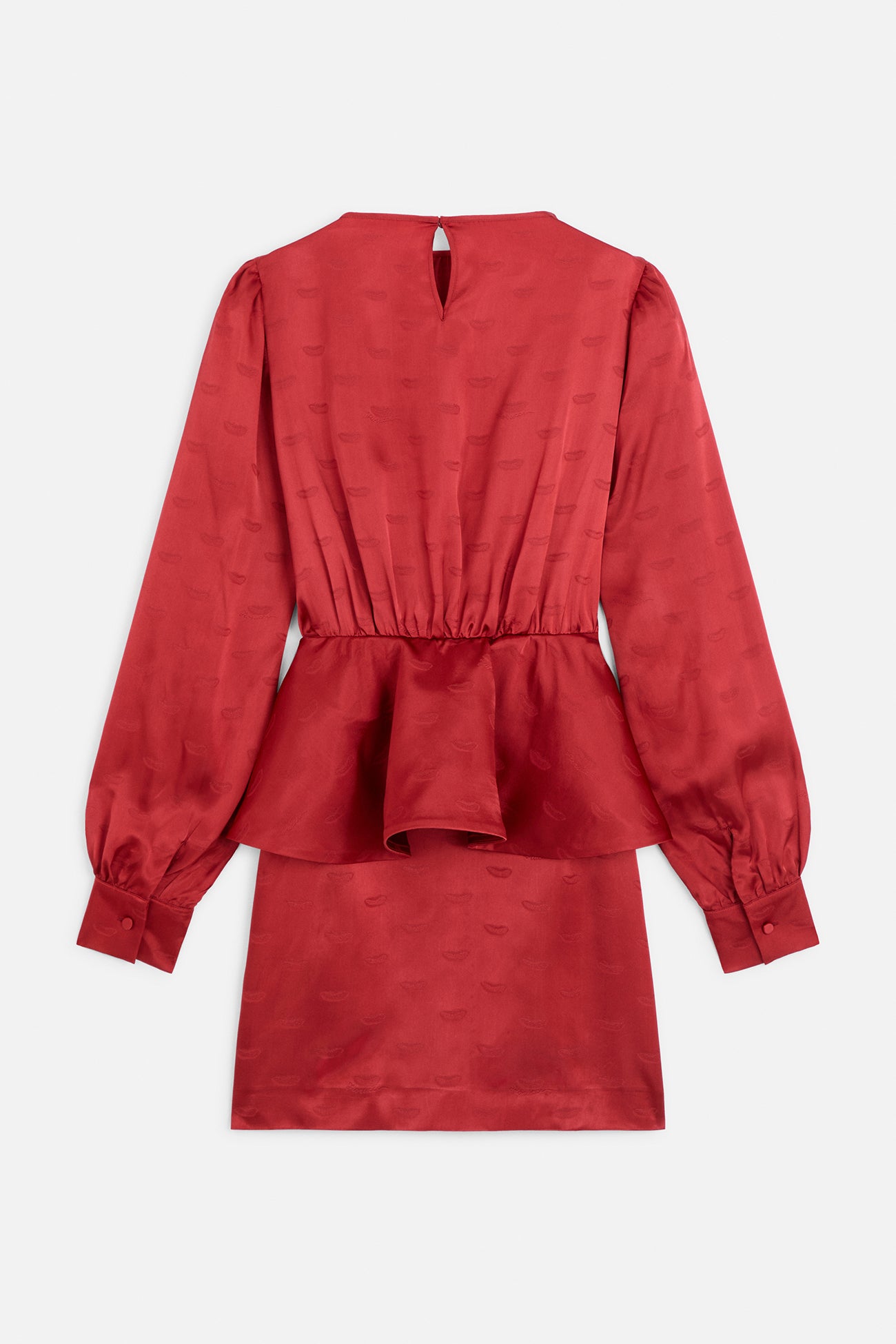 Lips Jacquard Peplum Mini Dress