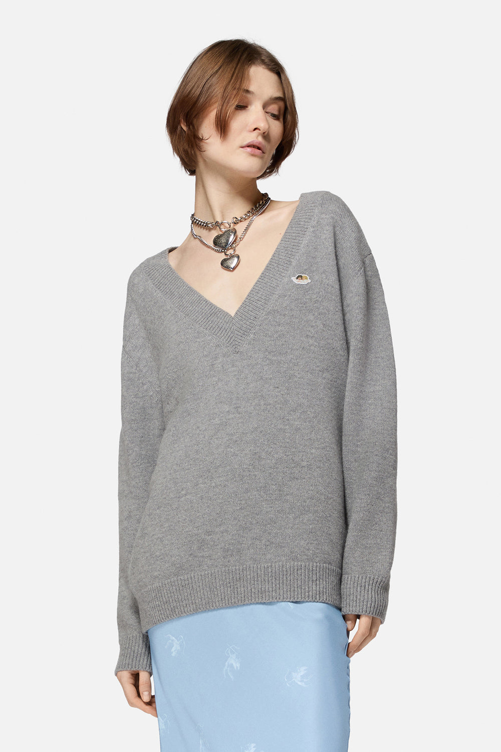 Maglione a V Patch Angeli