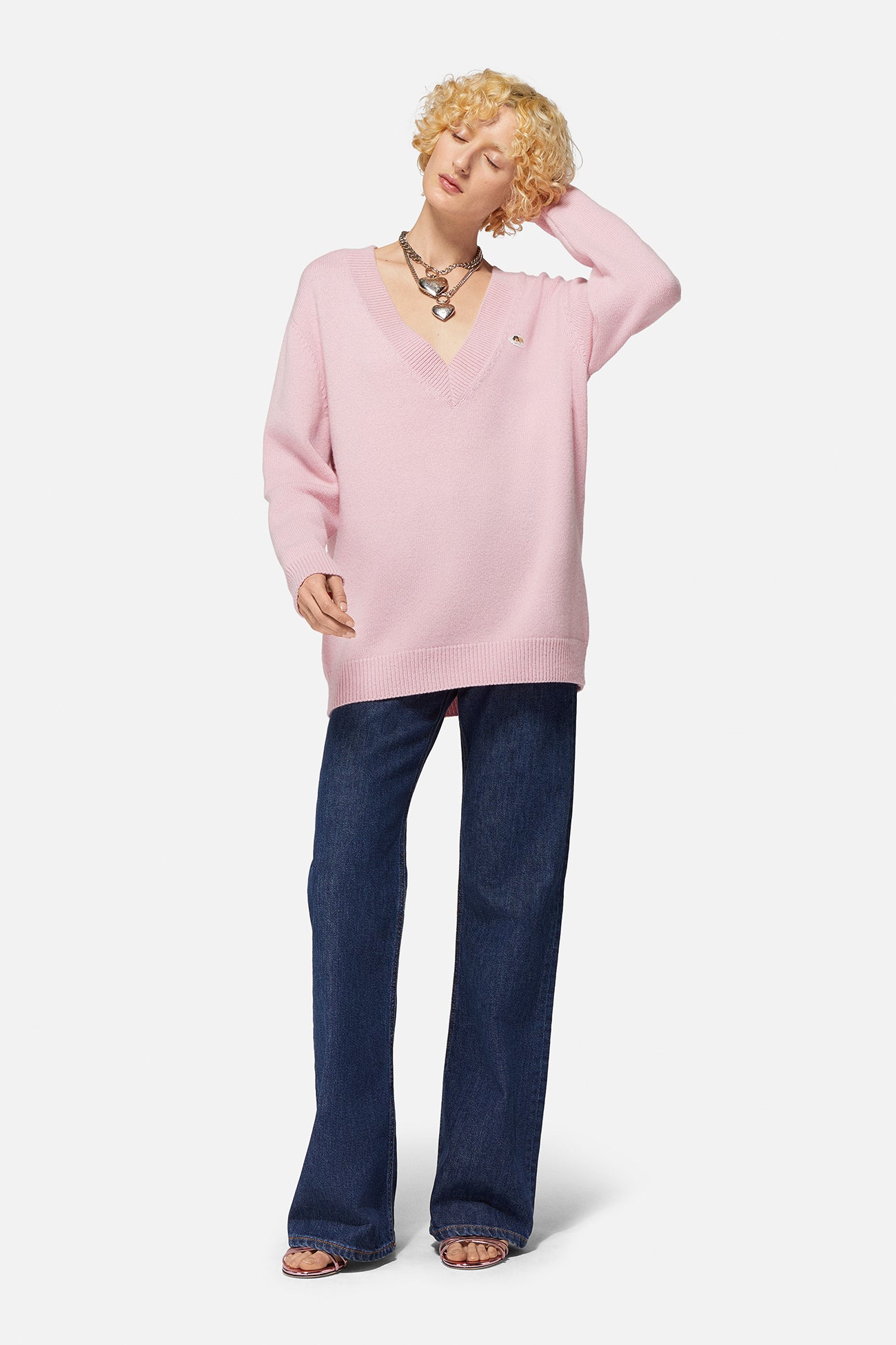 V-Neck Angels Patch Sweater