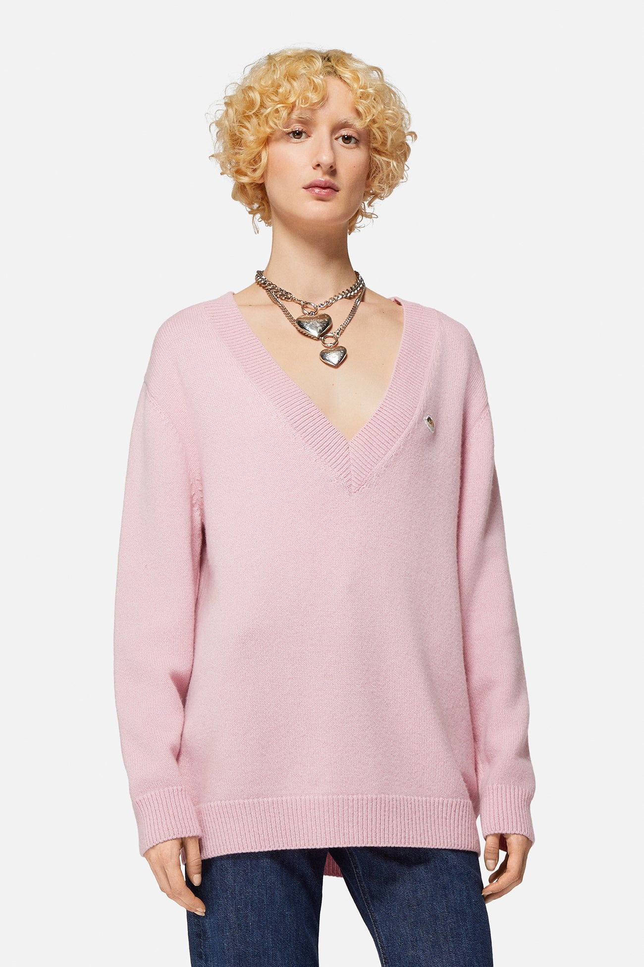 V-Neck Angels Patch Sweater
