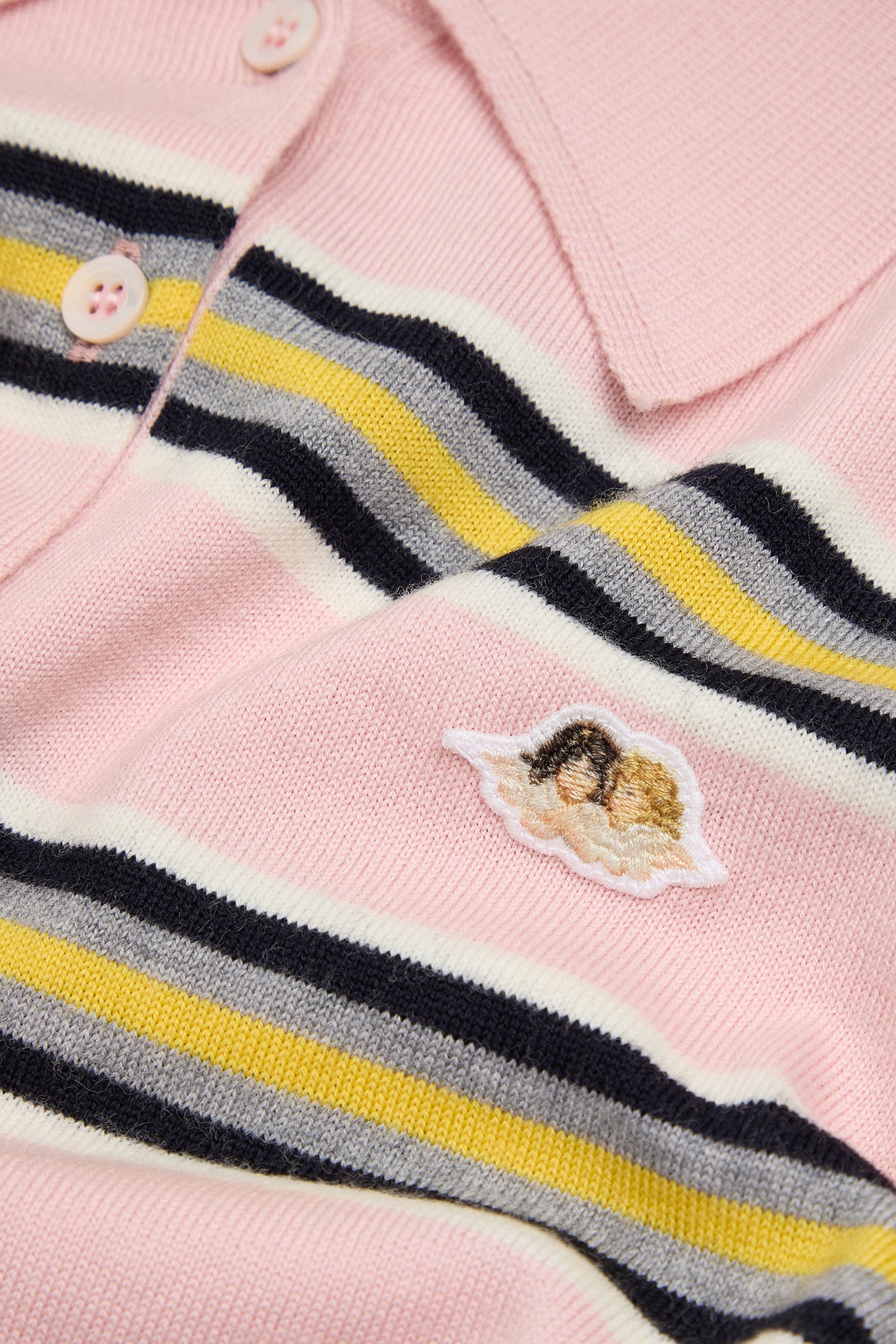 Striped Angels Patch Polo Sweater