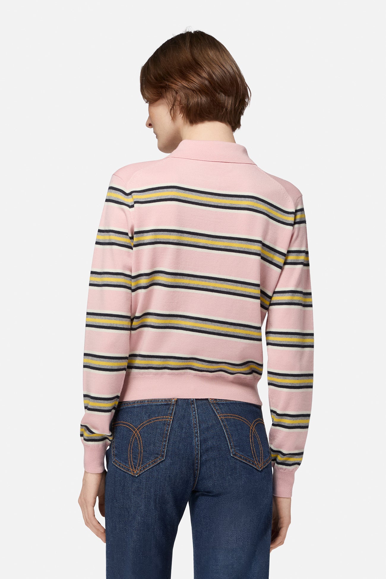 Striped Angels Patch Polo Sweater