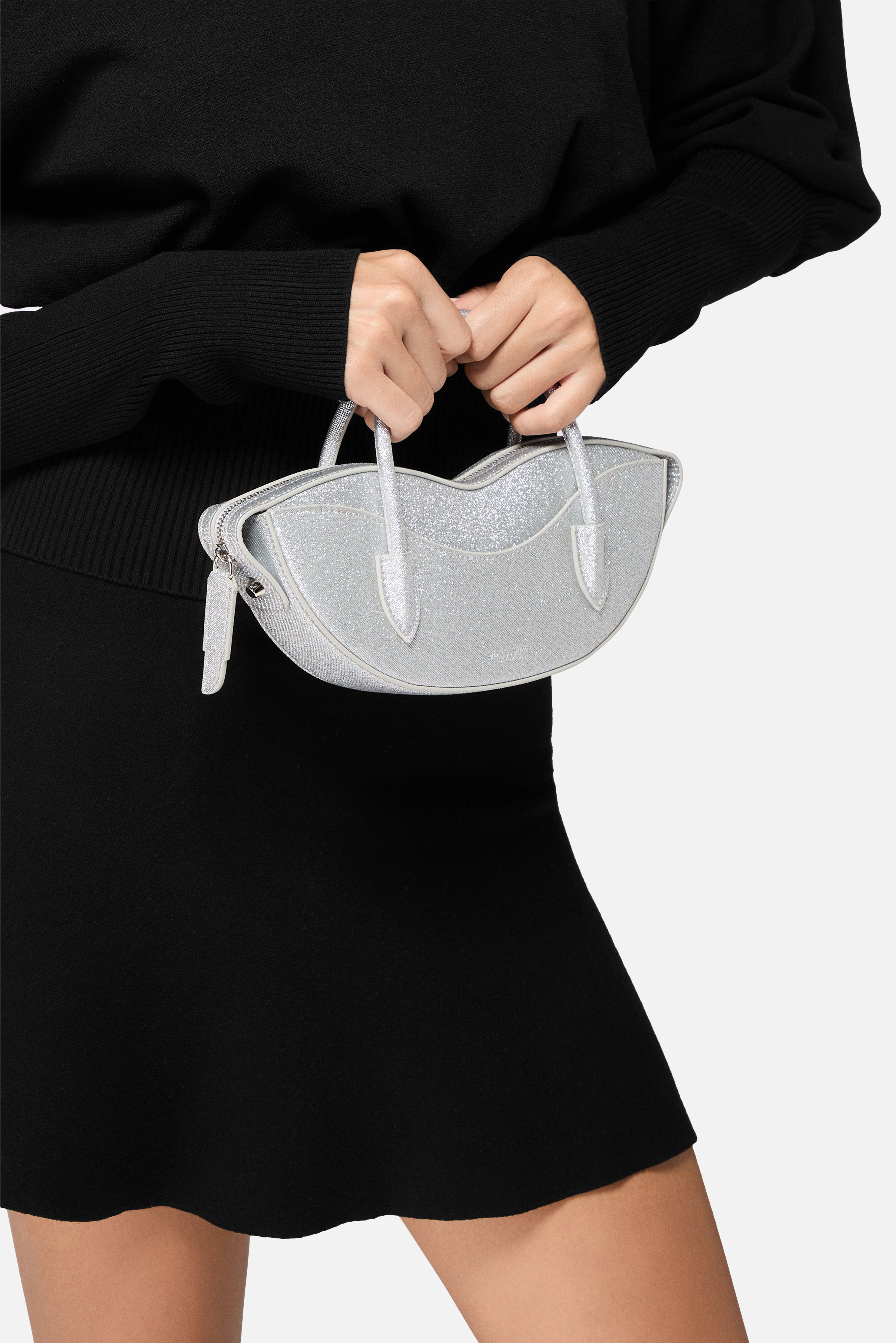 Mini Lips Bag Glitter Silver