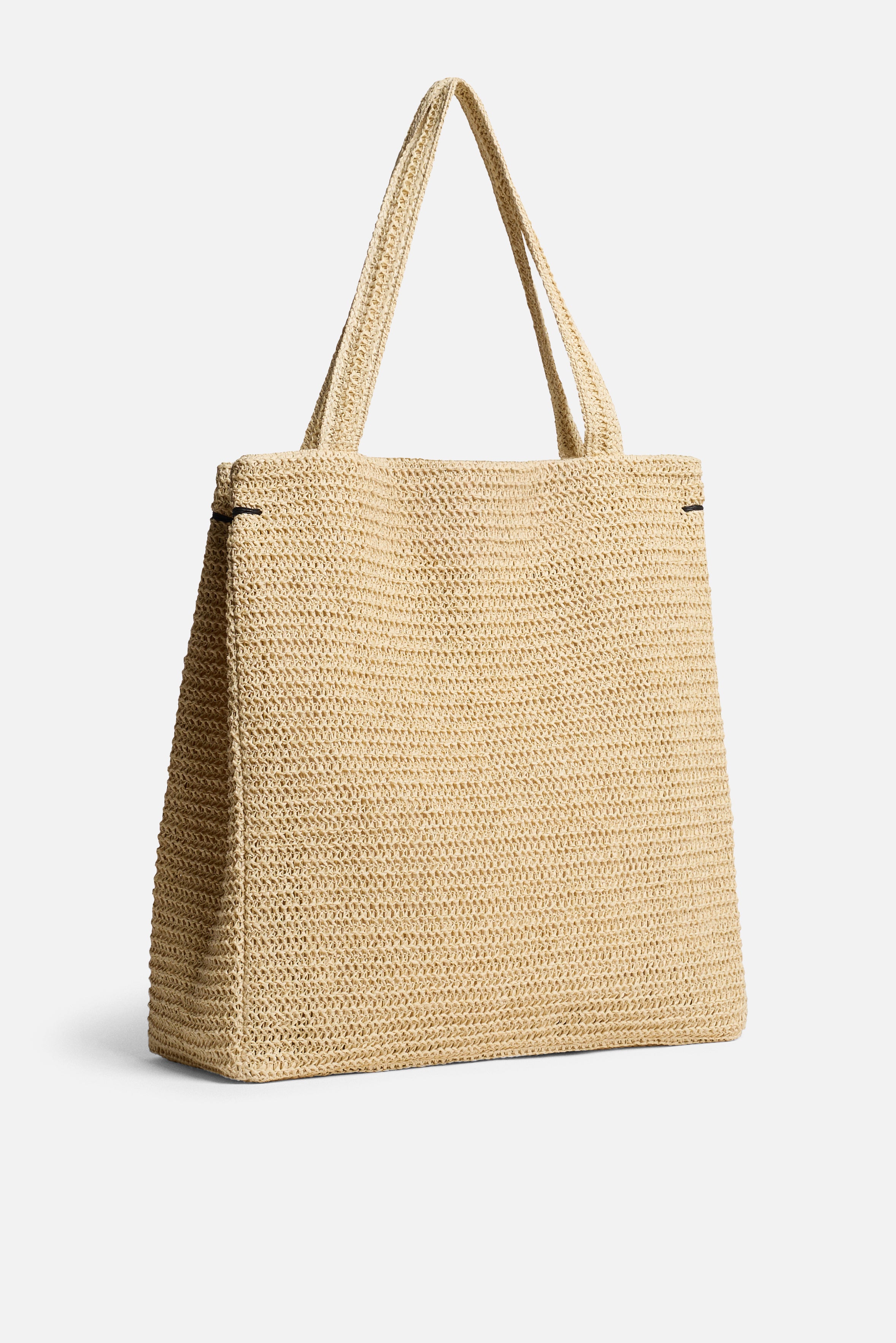 Poodle Raffia Tote Bag Beige