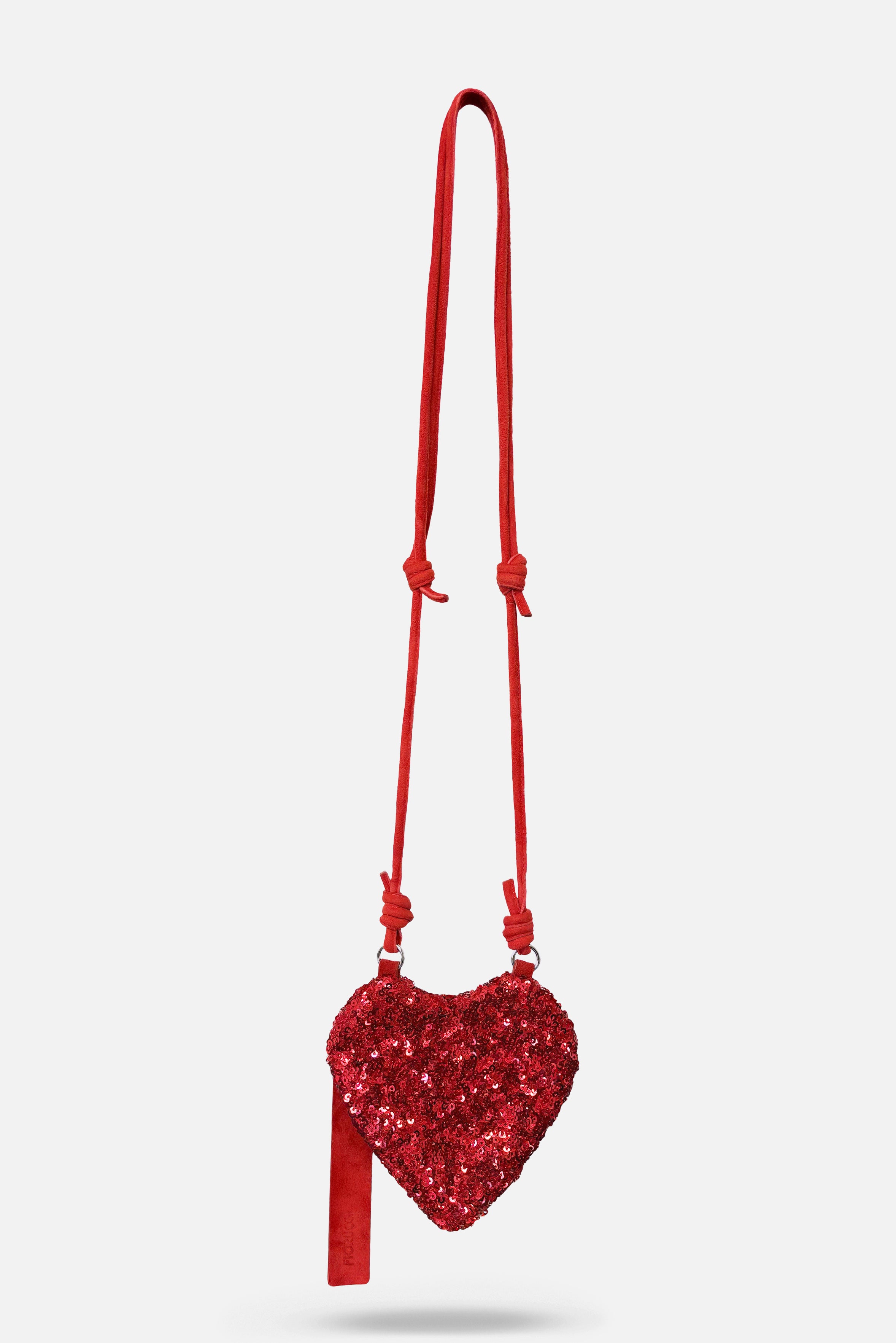 Sequin Heart Mini Bag Red