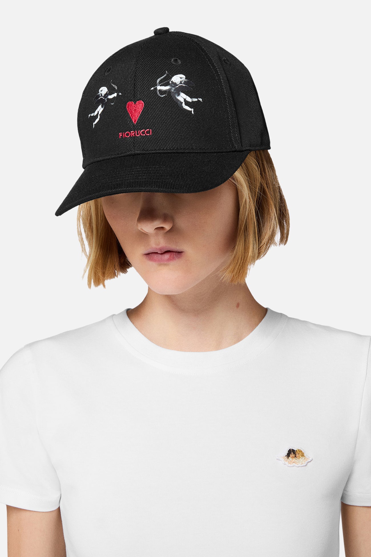 Double Cupid Logo Cap Black