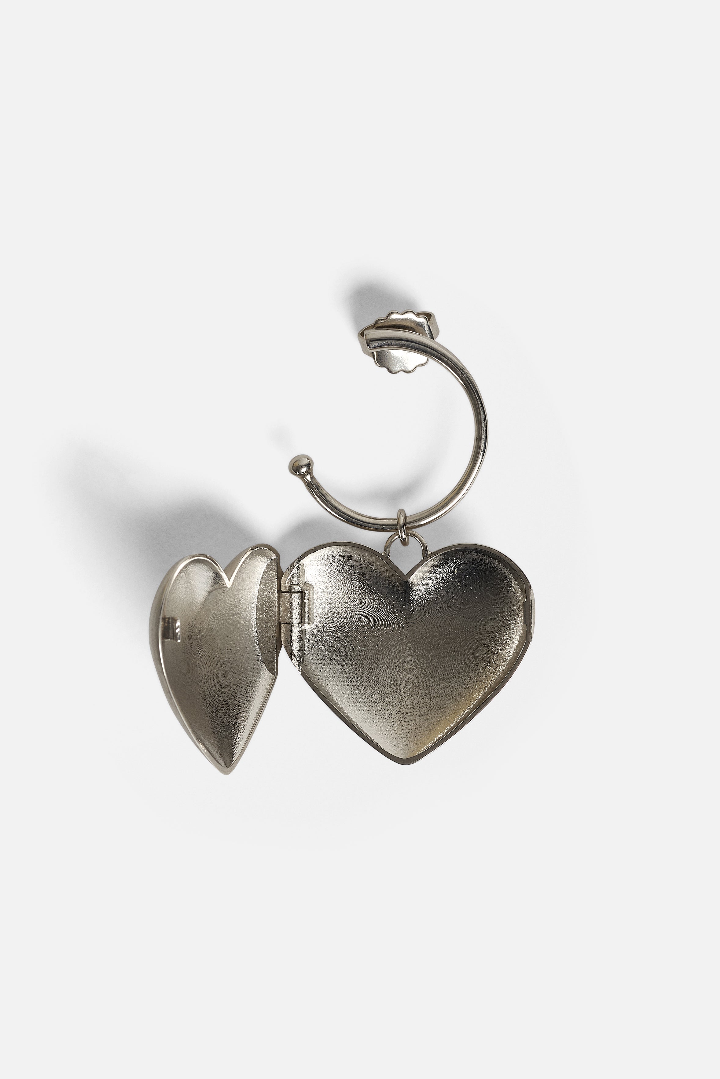 Heart Locket Logo Earrings Silver