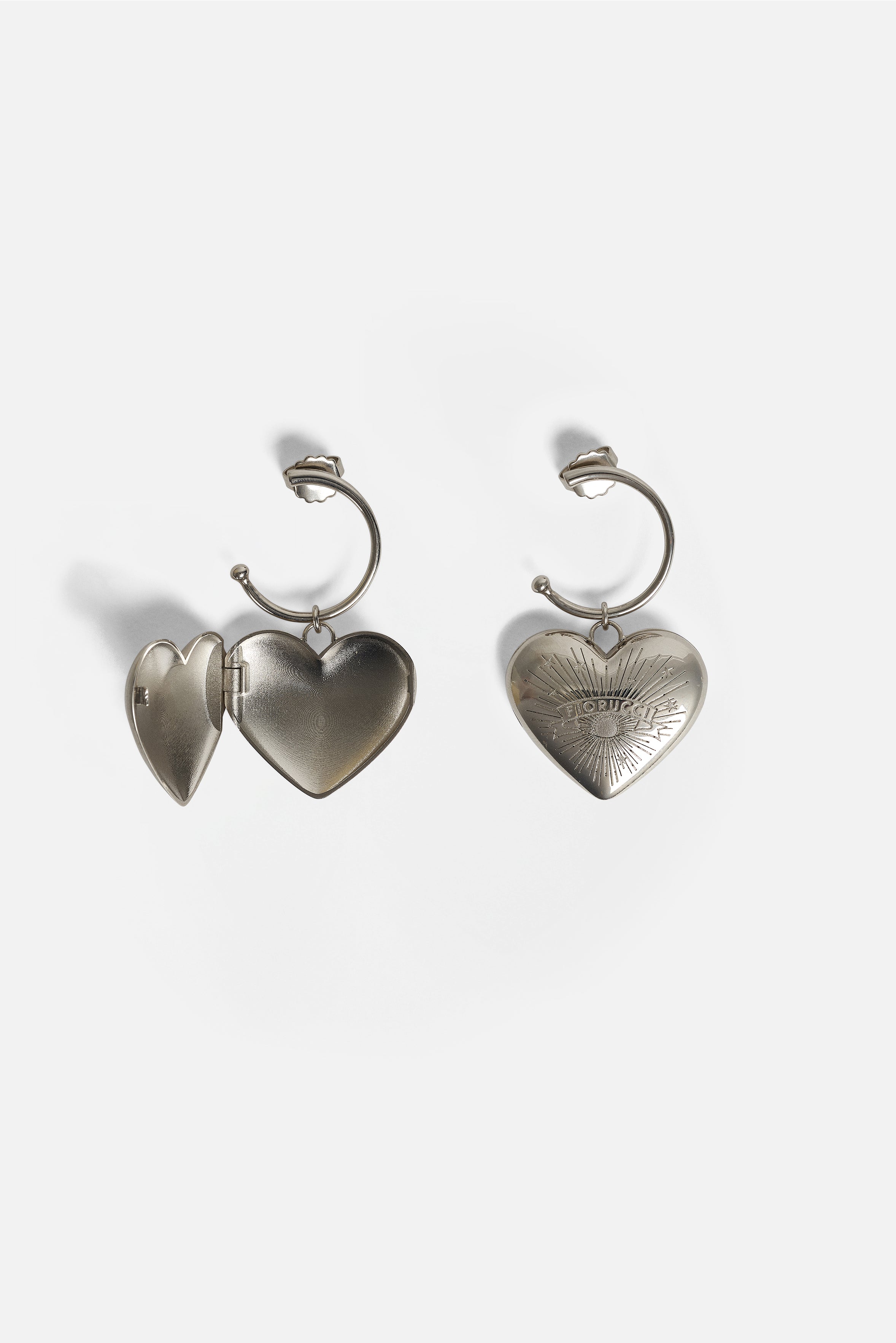 Heart Locket Logo Earrings Silver