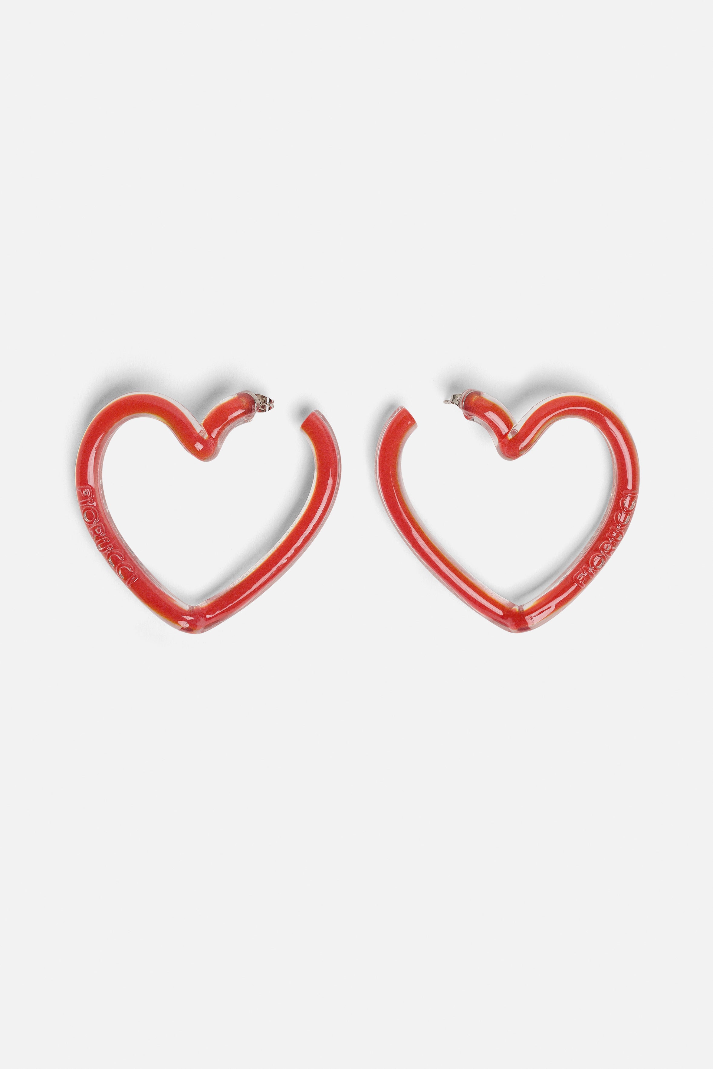 Heart Hoop Earrings Red