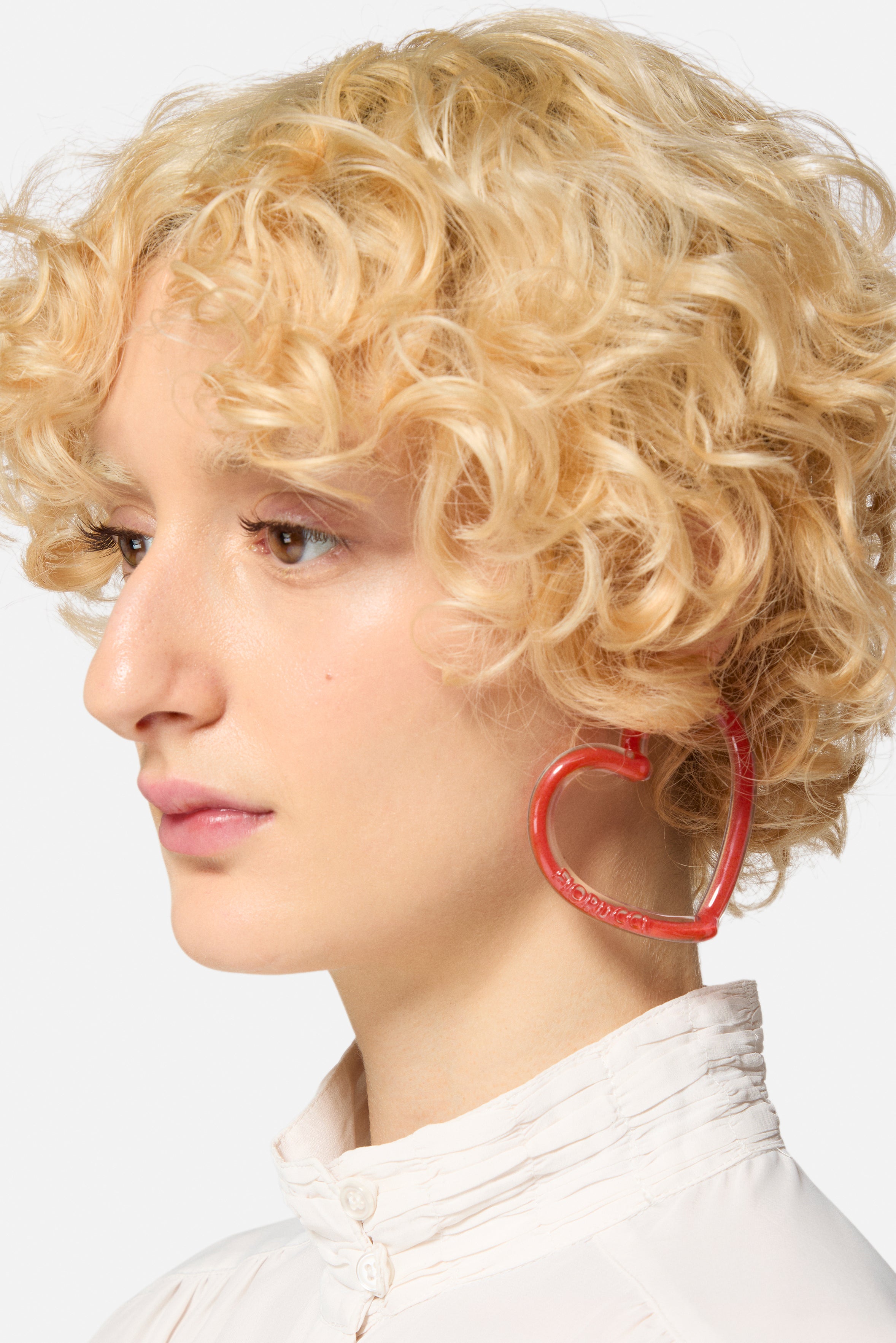 Heart Hoop Earrings Red