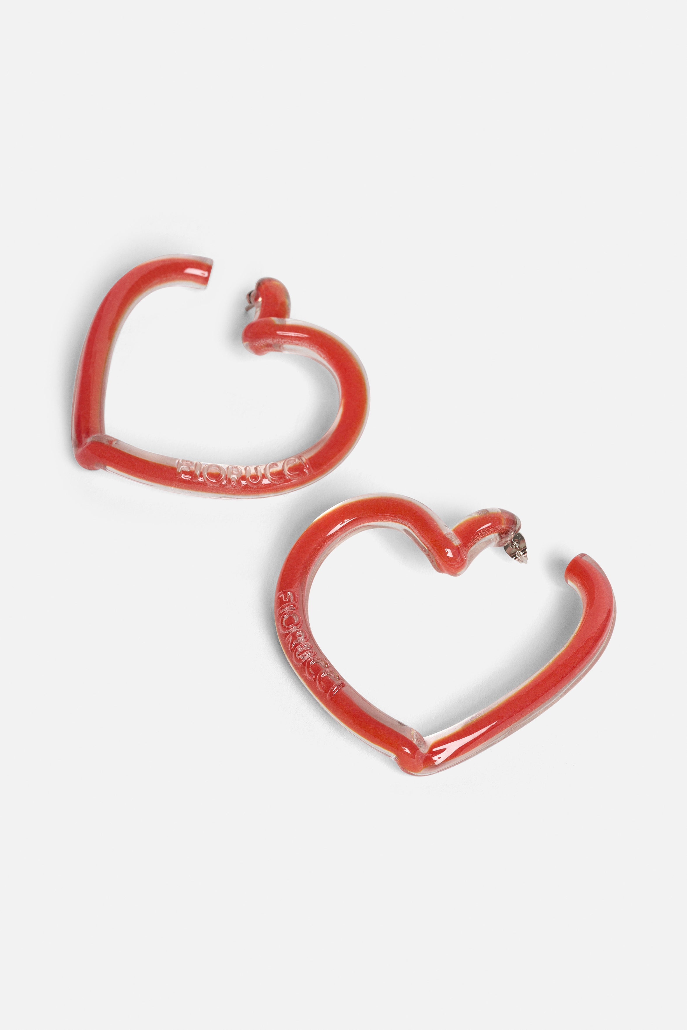 Heart Hoop Earrings Red