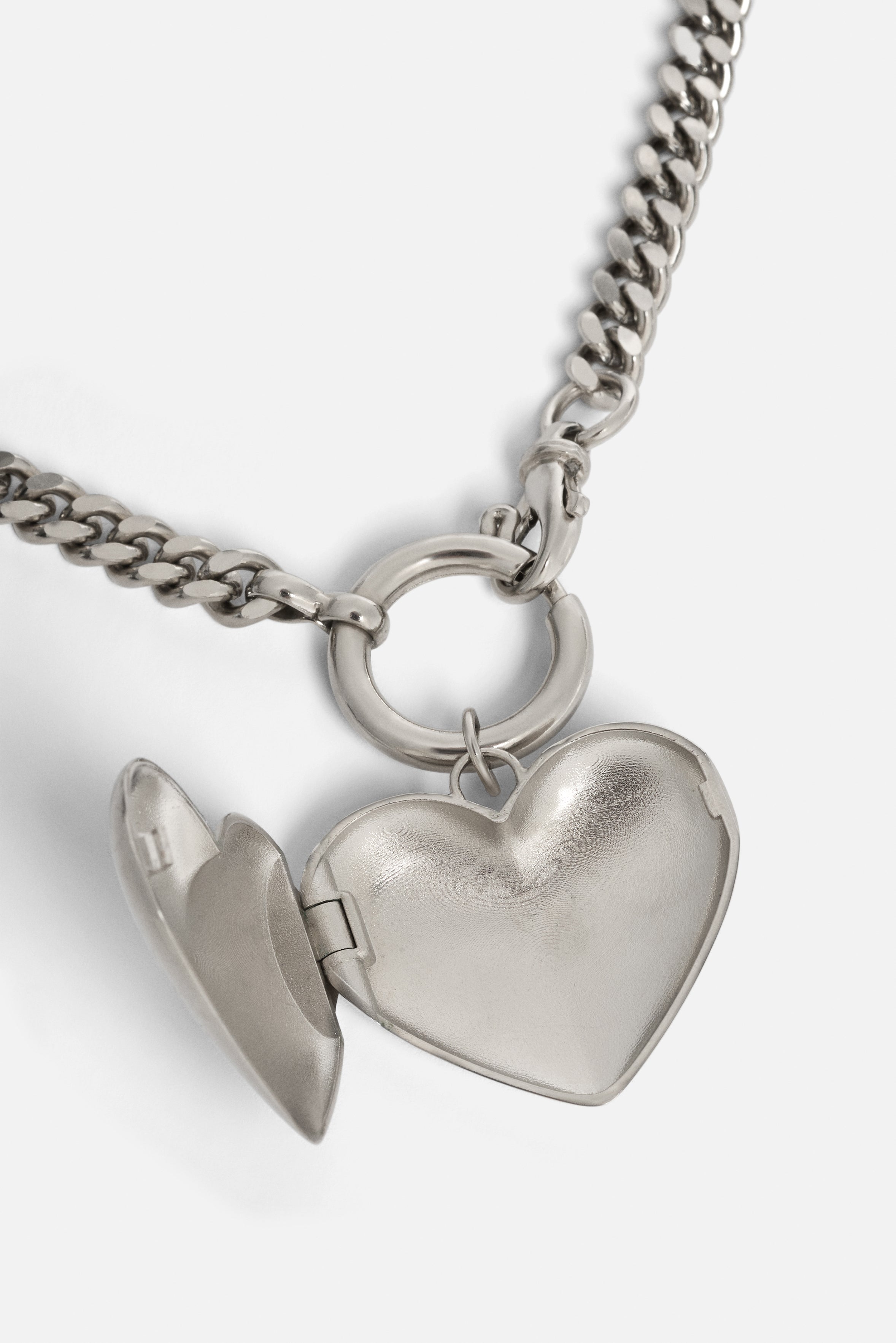Heart Locket Necklace Silver