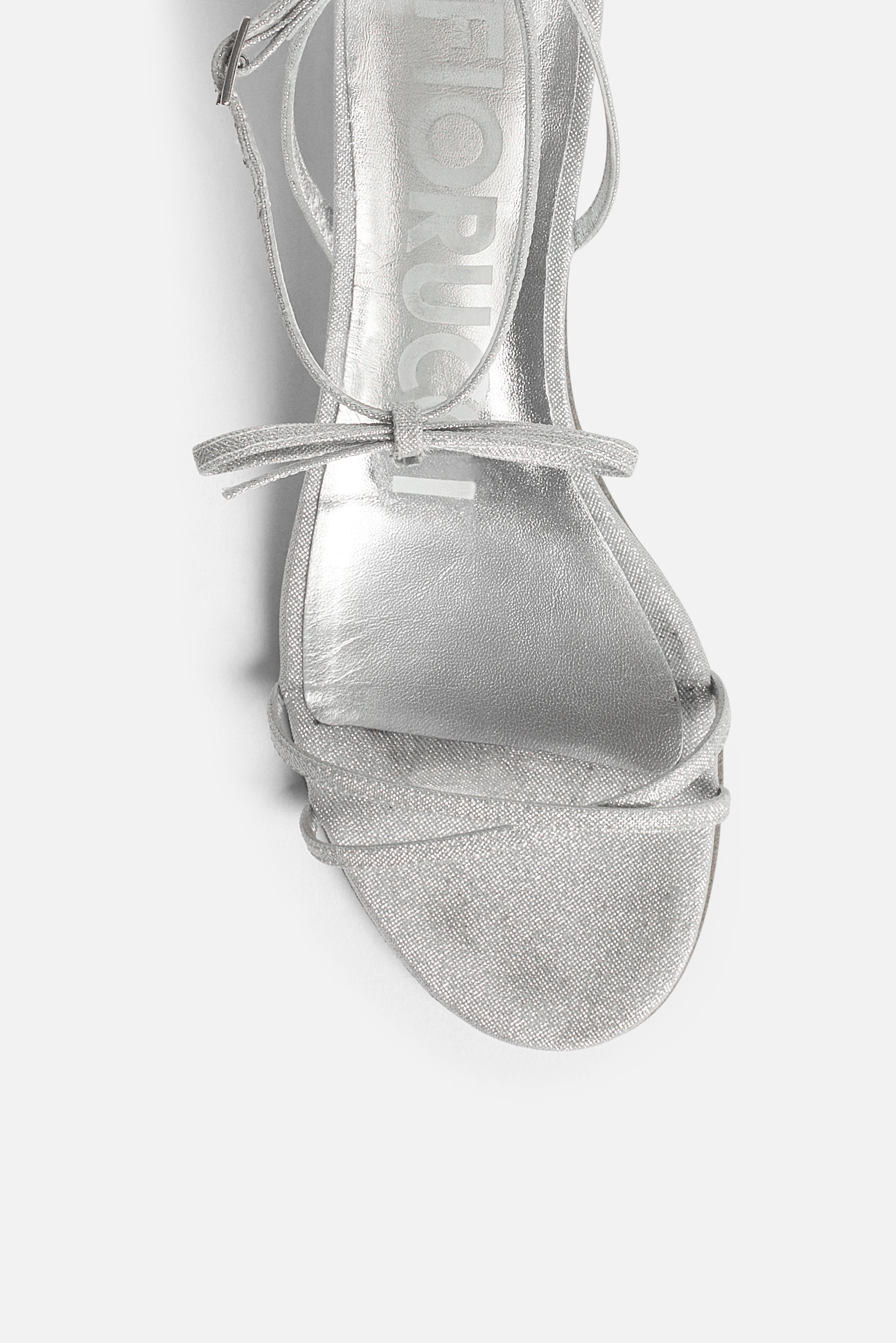 Glitter Leather Kitten Heels Silver