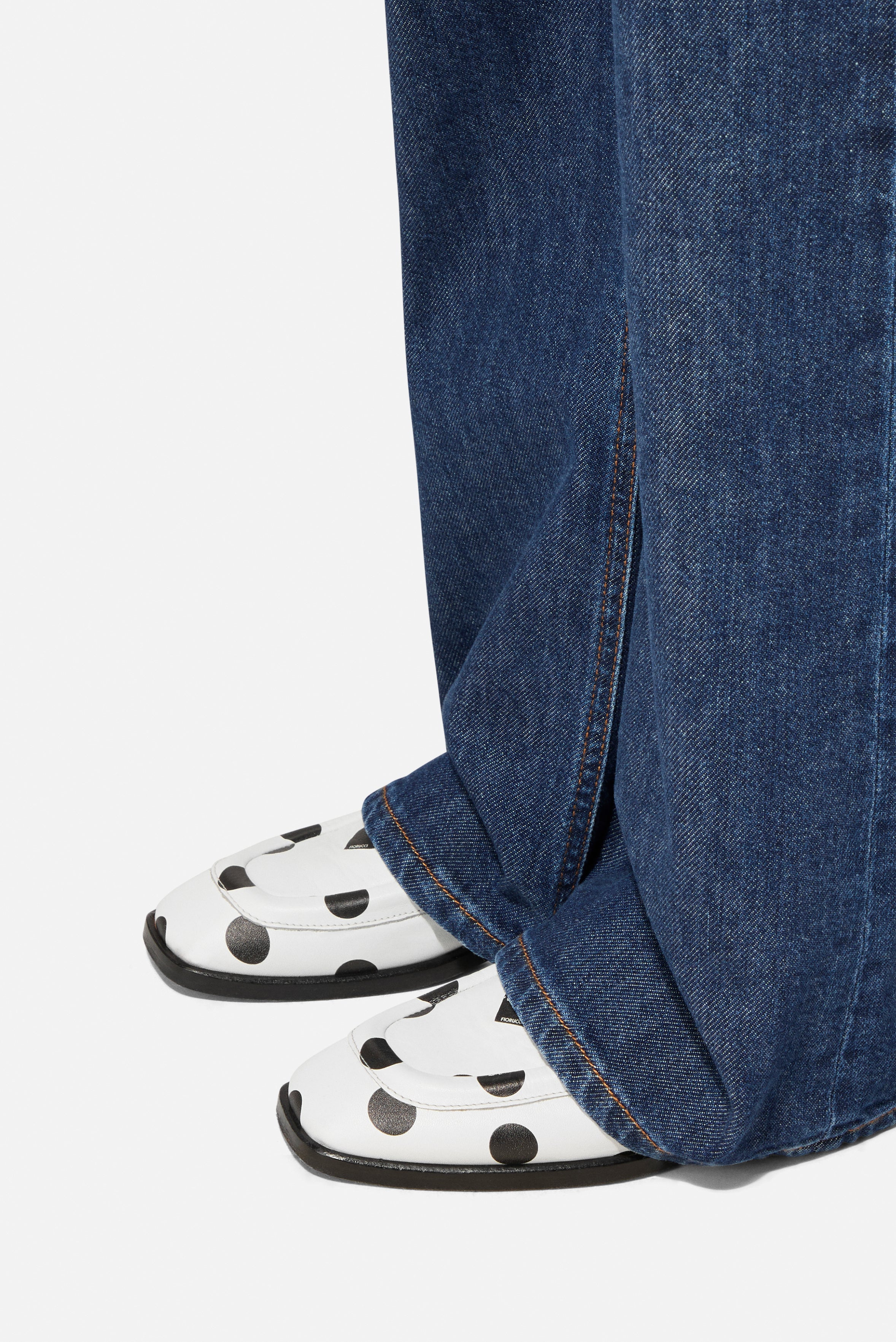 Womens Polka Dot Leather Loafers White