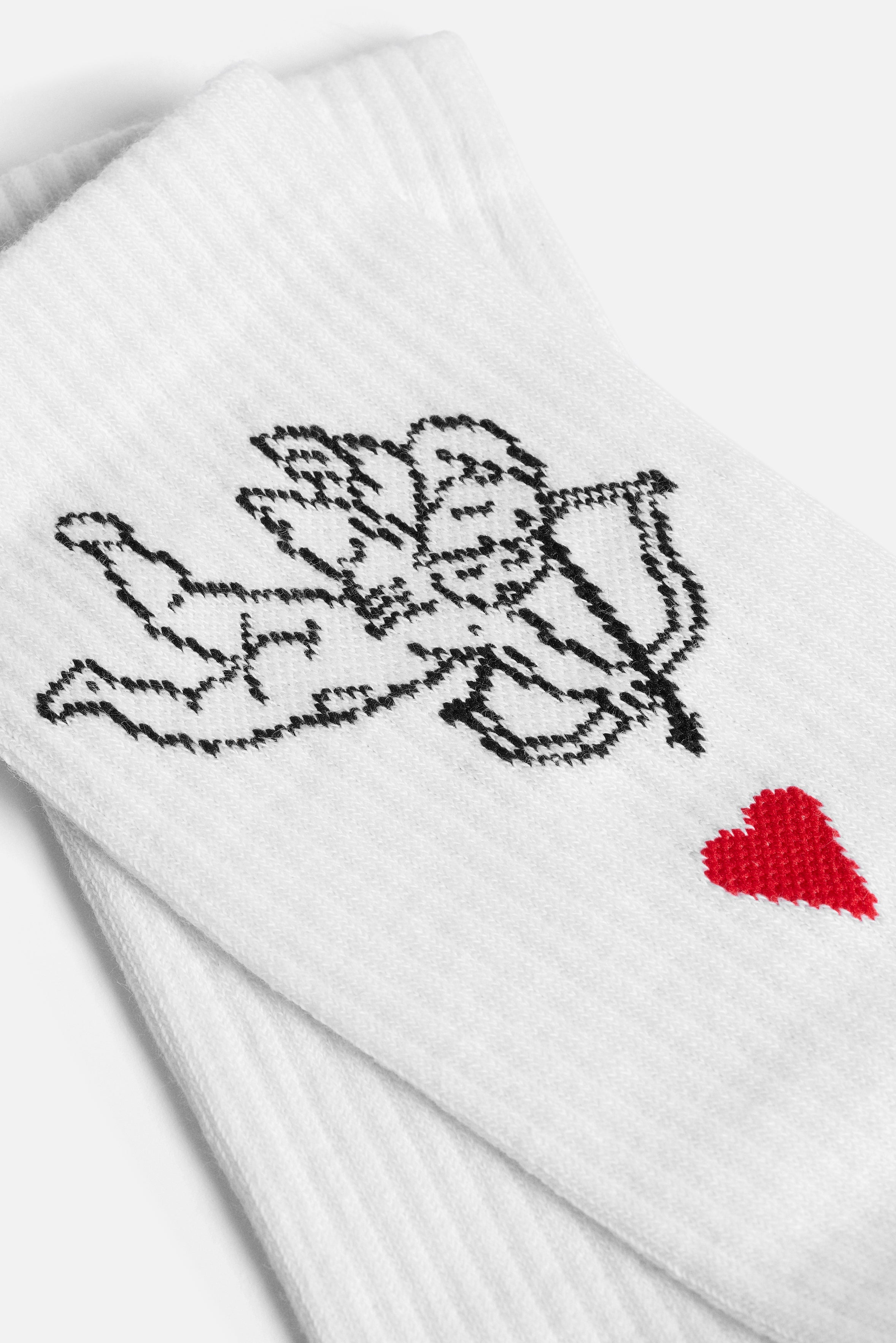 Cupid Heart Socks White