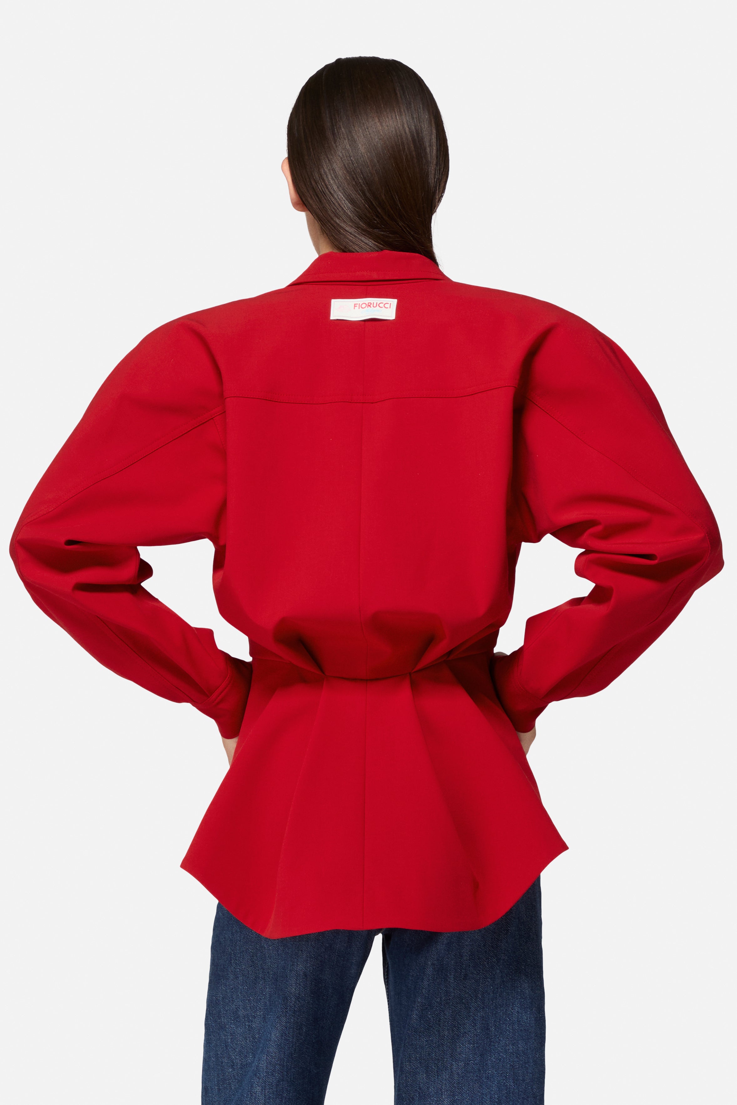 Puff Sleeve Cropped Blazer Red