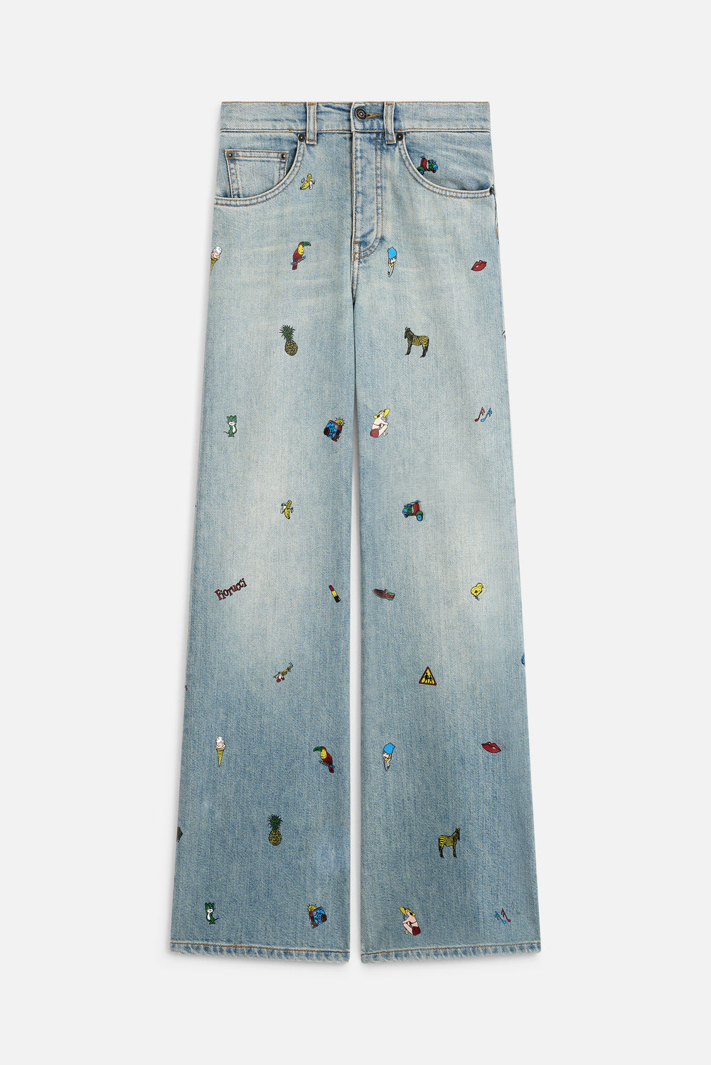 Toys Print Wide Leg Jeans Light Blue