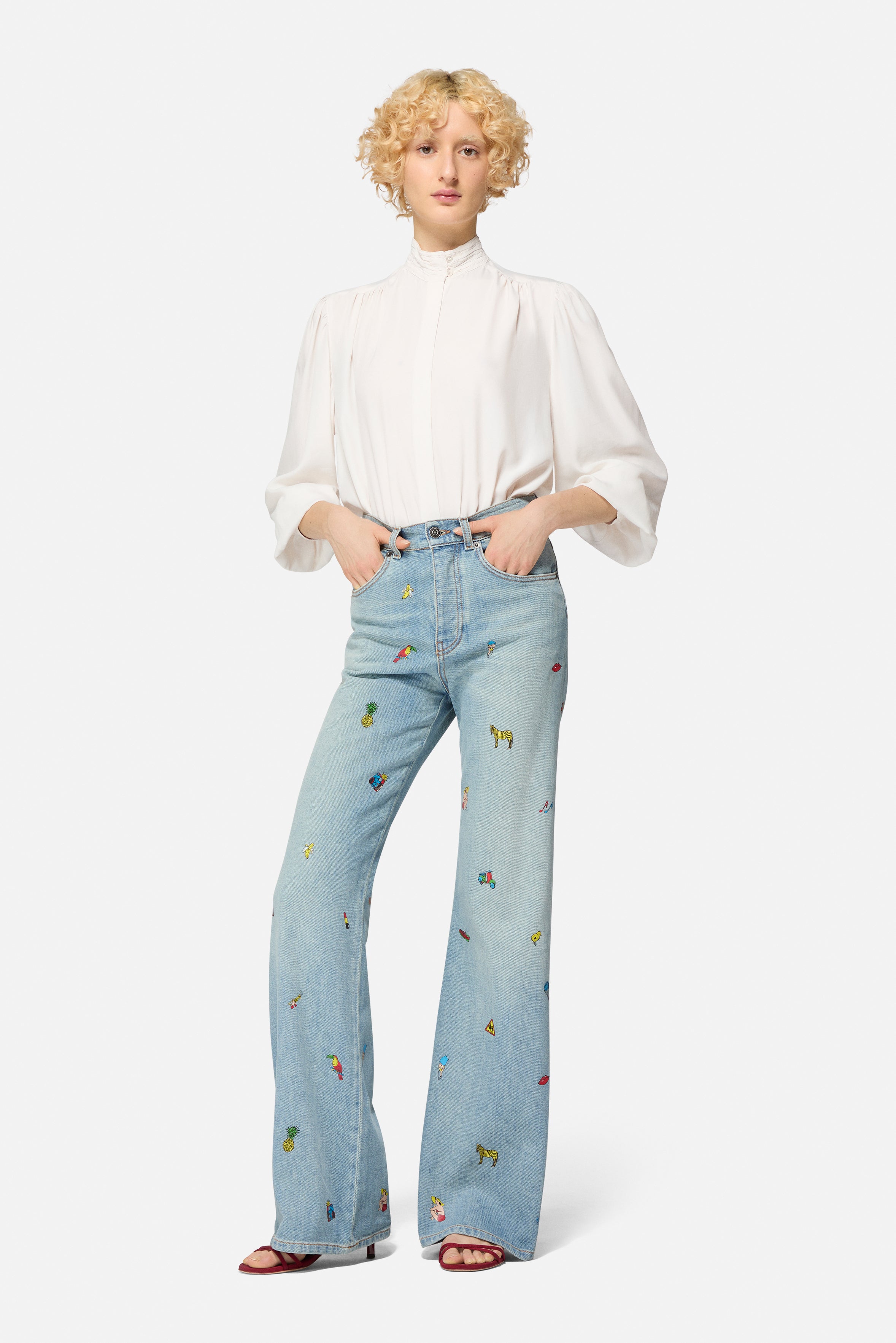 Toys Print Wide Leg Jeans Light Blue