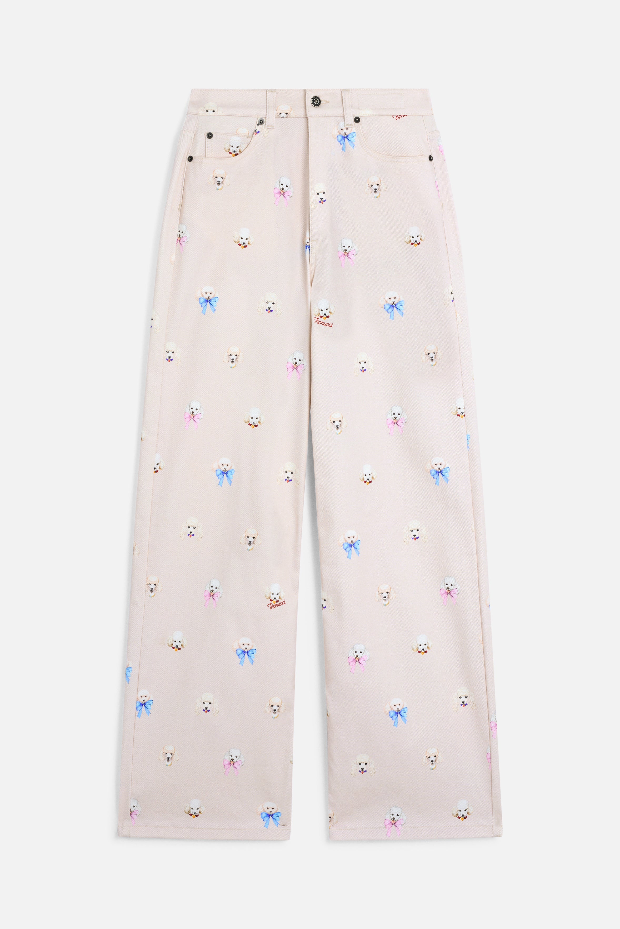 Poodle Print Heavy Cotton Baggy Jeans Pink