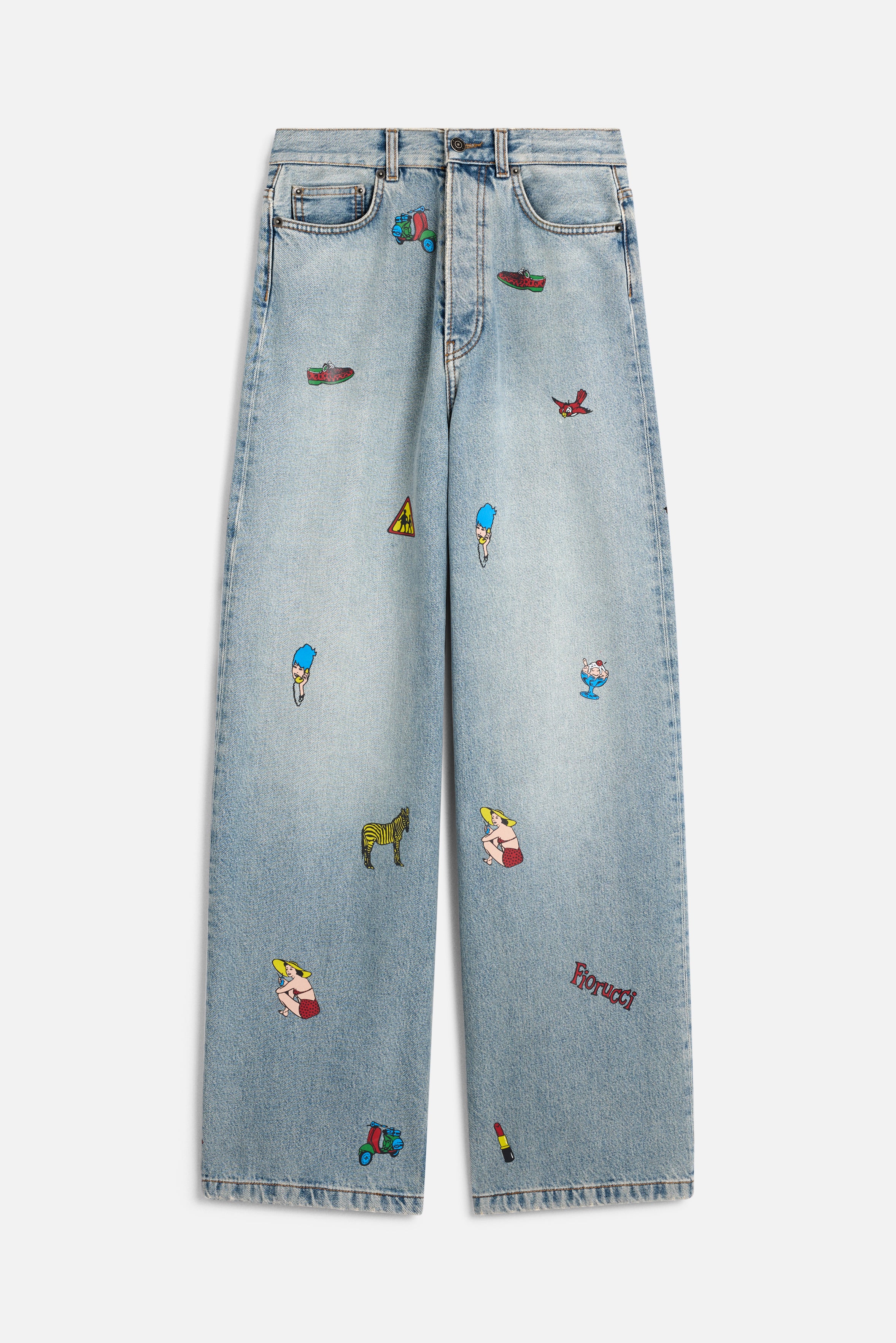 Toys Print Baggy Jeans Light Blue