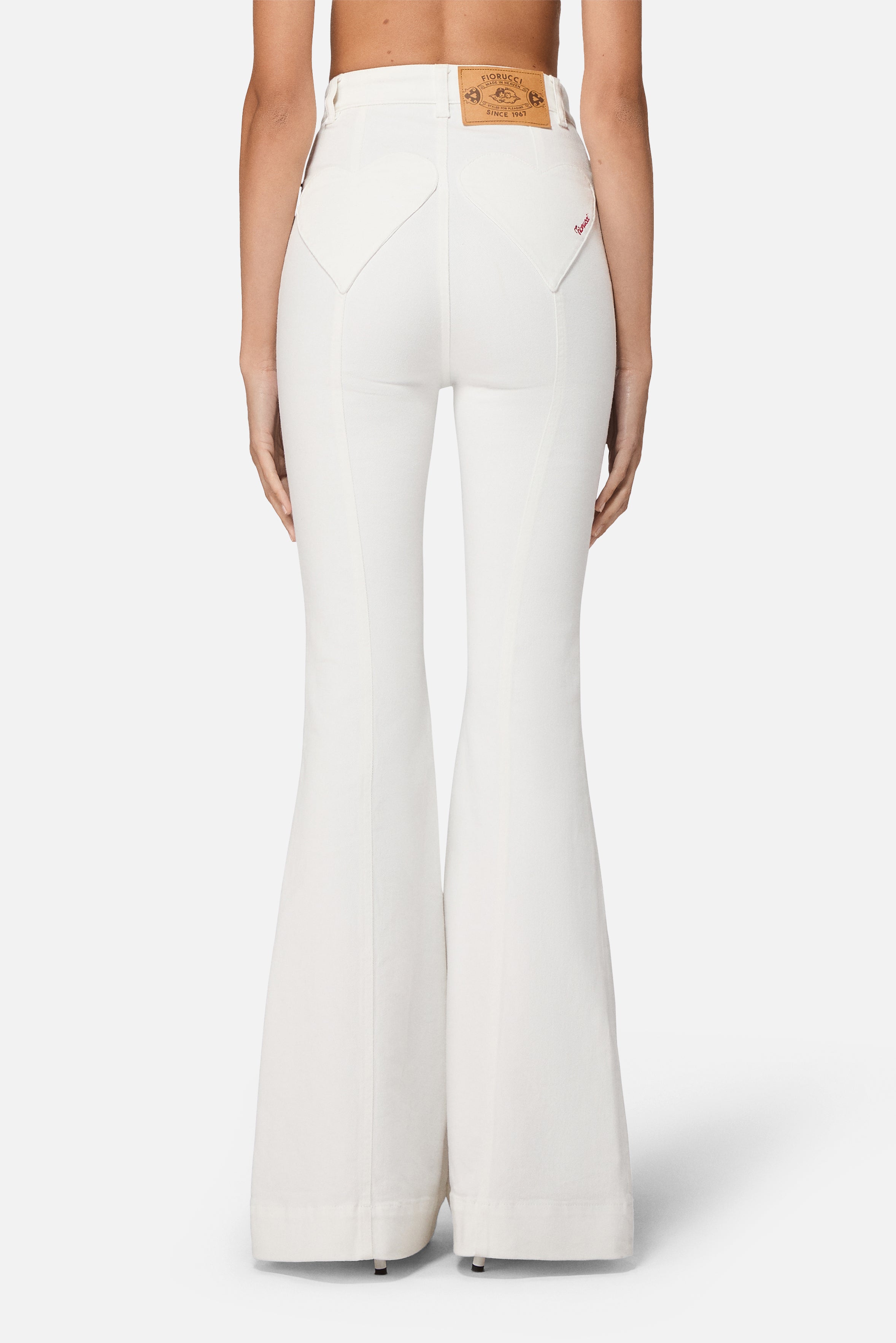 Double Heart Skinny Flared Jeans White