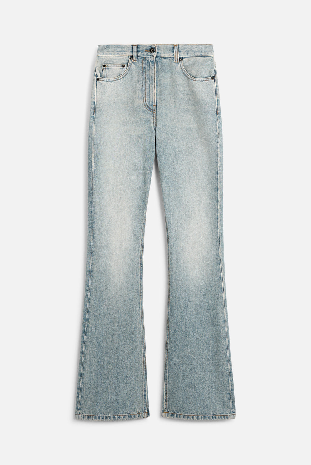 Double Star Patch Flared Jeans Light Blue