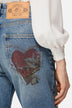 Rock Cupid Print Straight Jeans Mid Blue
