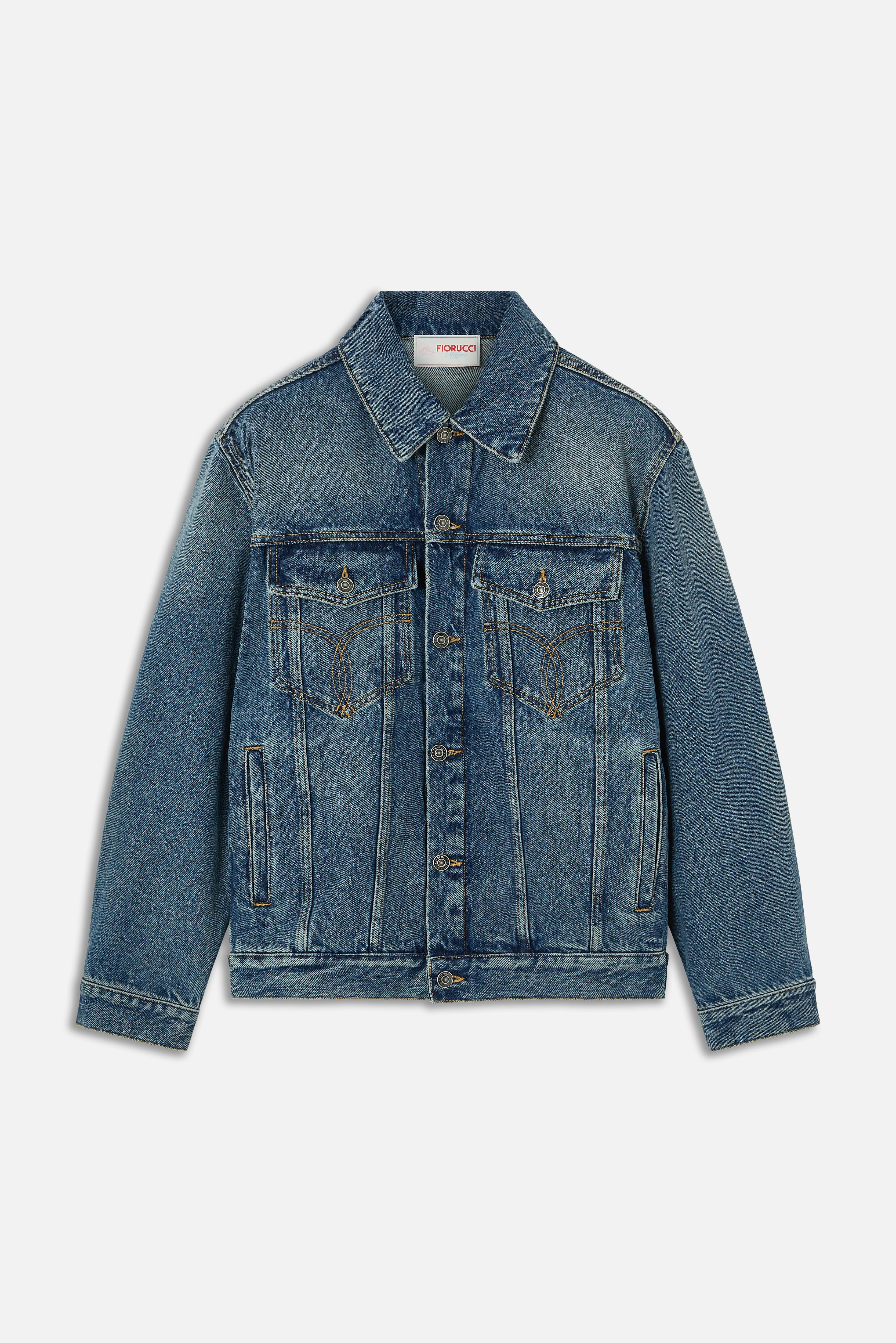 Rock Cupid Print Denim Jacket Mid Blue