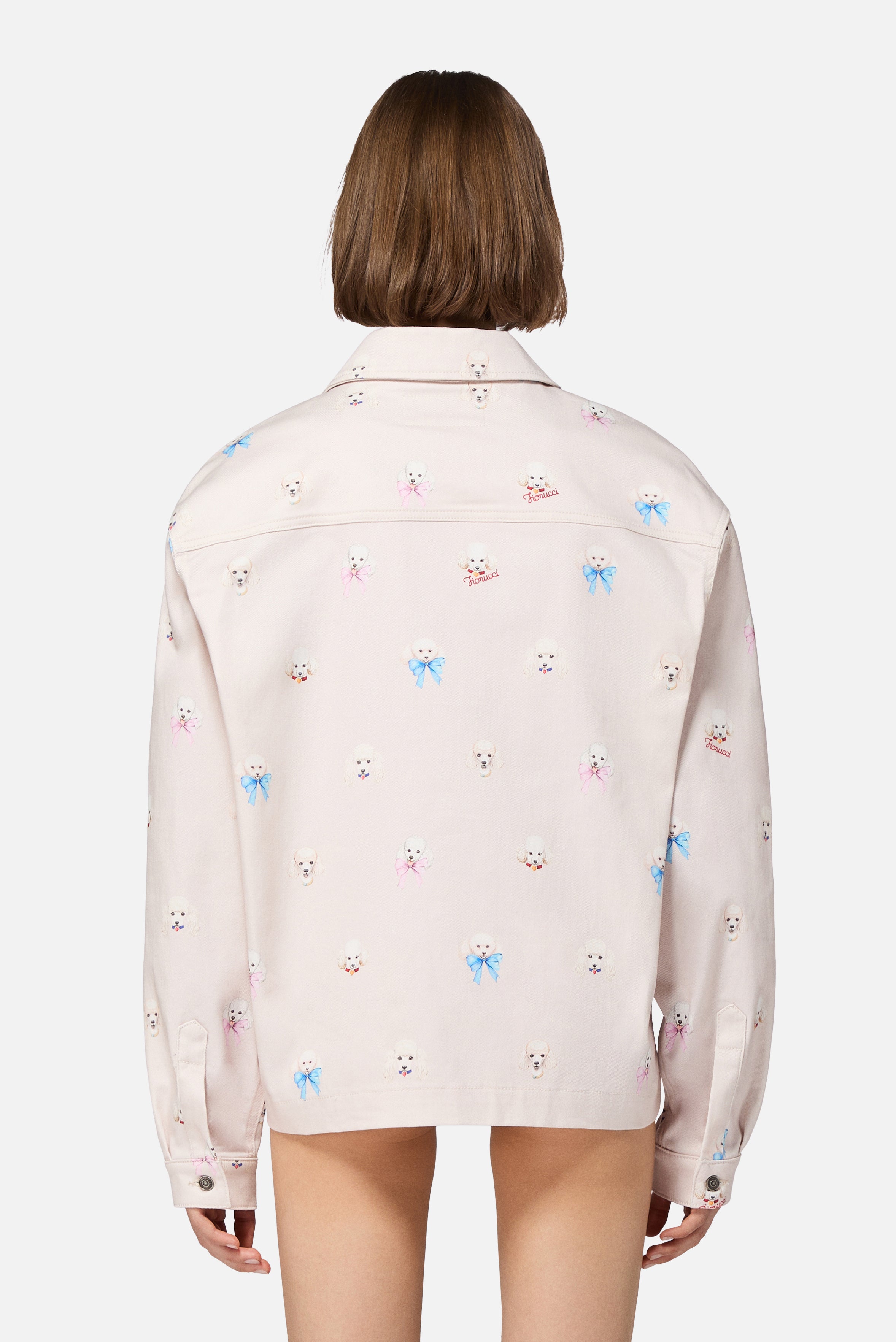 Poodle Print Cotton Jacket Pink