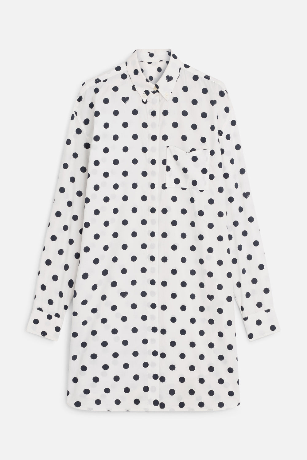 Polka Dot Midi Shirt Dress White