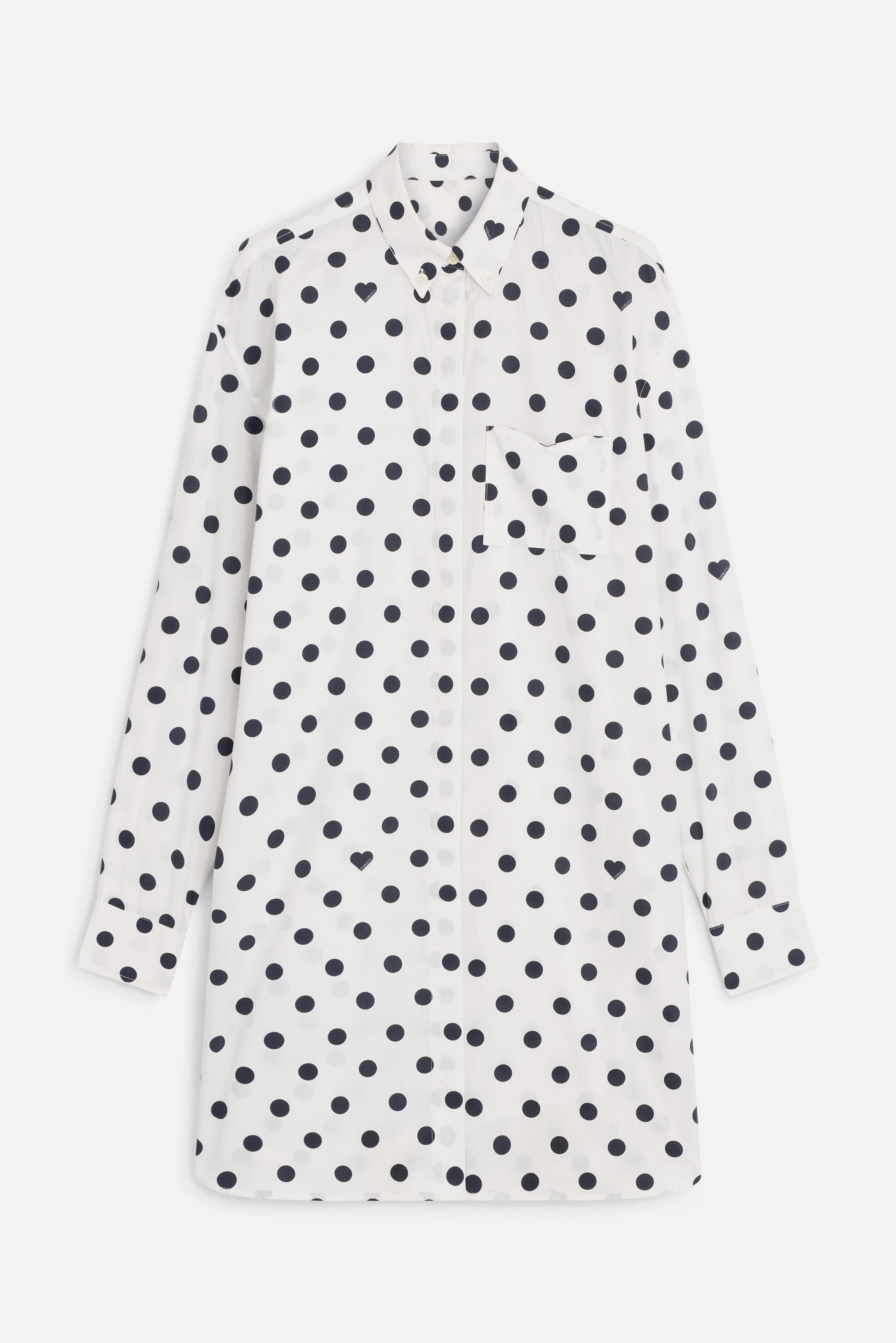 Polka Dot Midi Shirt Dress White