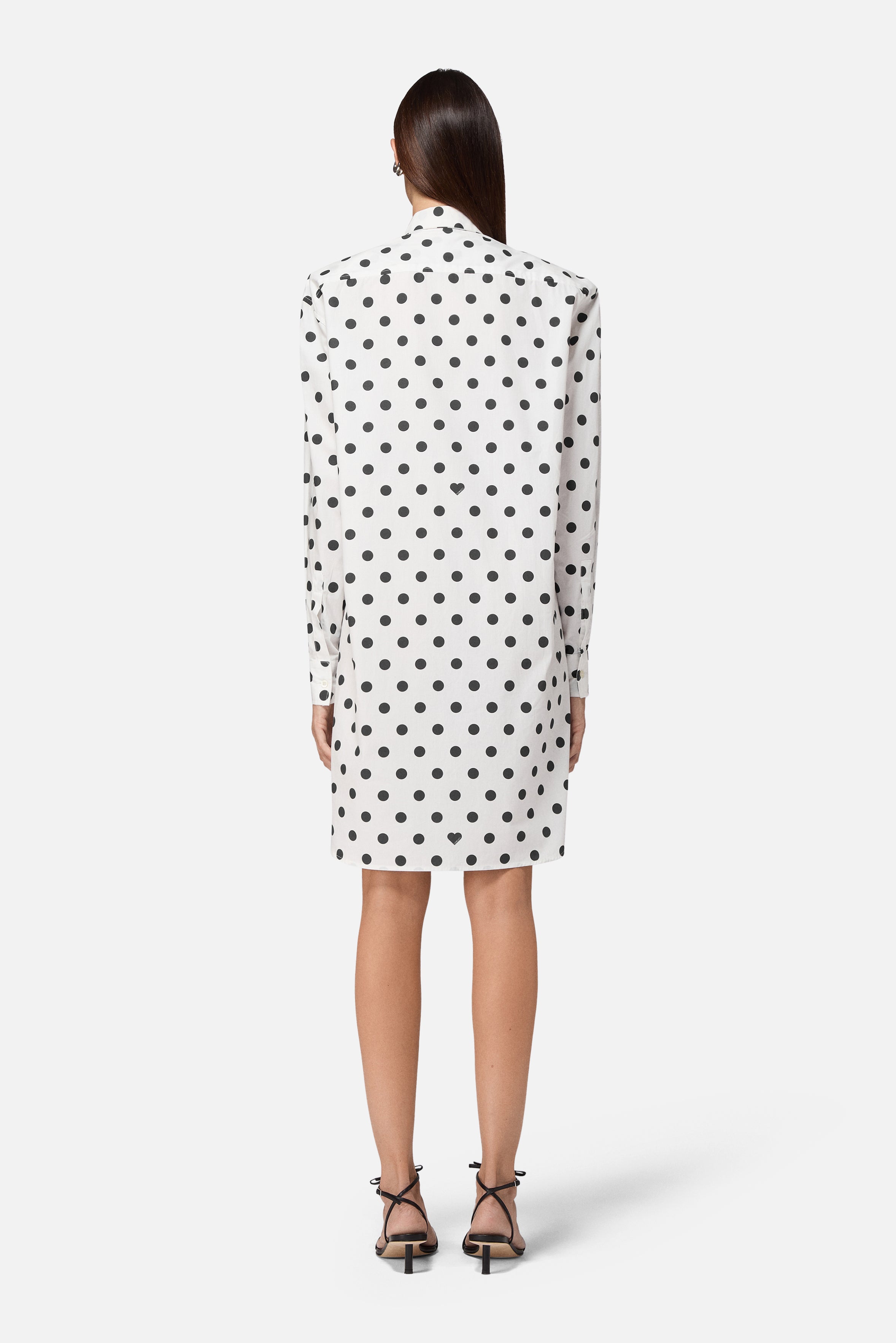 Polka Dot Midi Shirt Dress White