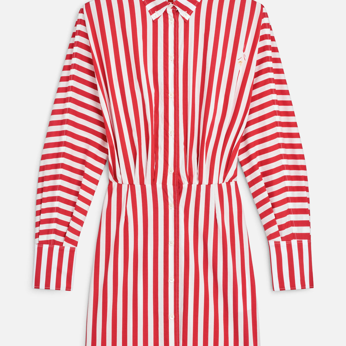 express shirt dress Striped Popcorn Print Mini Shirt Dress Red