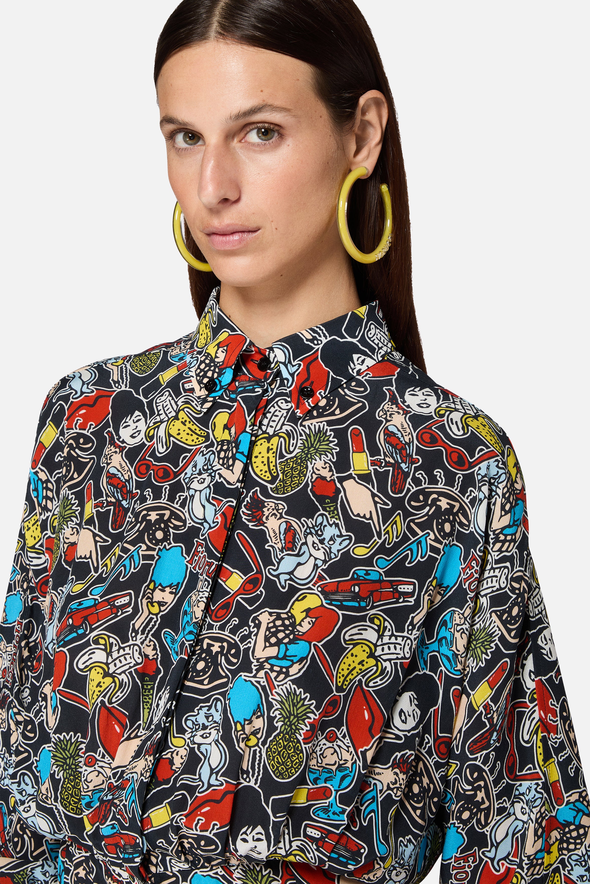 Toys Print Maxi Shirt Dress Black