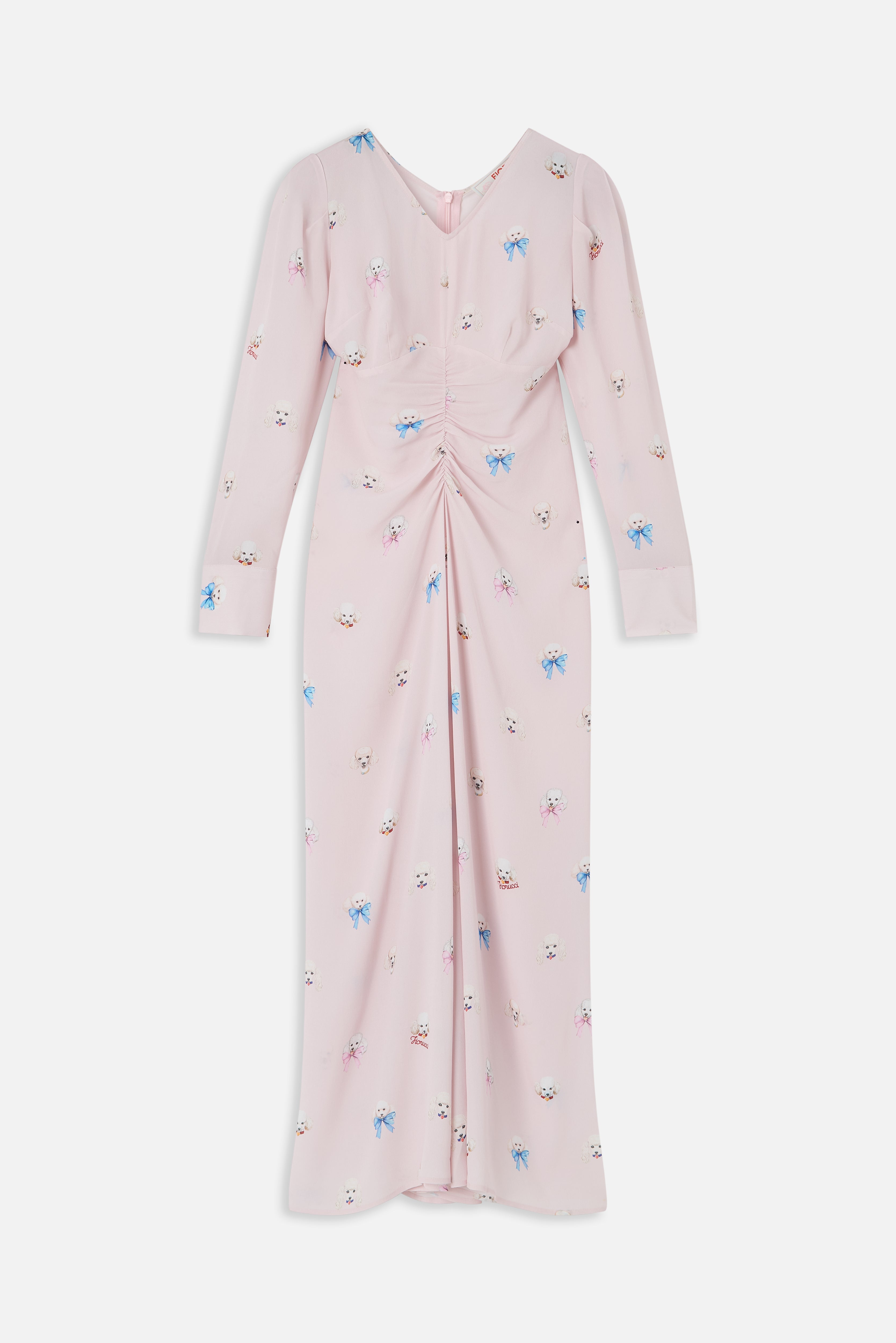 Poodle Print Midi Dress Pink