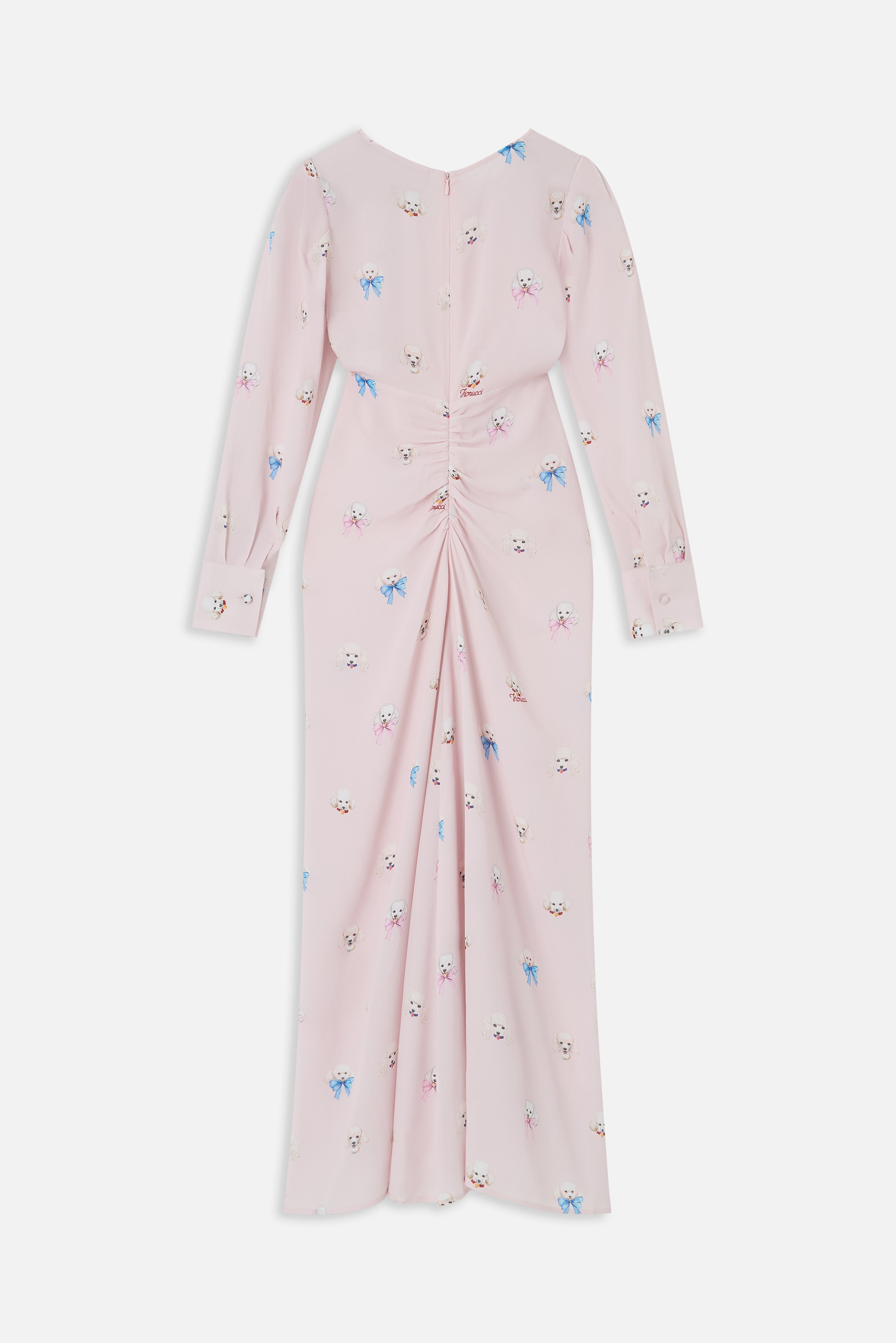 Poodle Print Midi Dress Pink