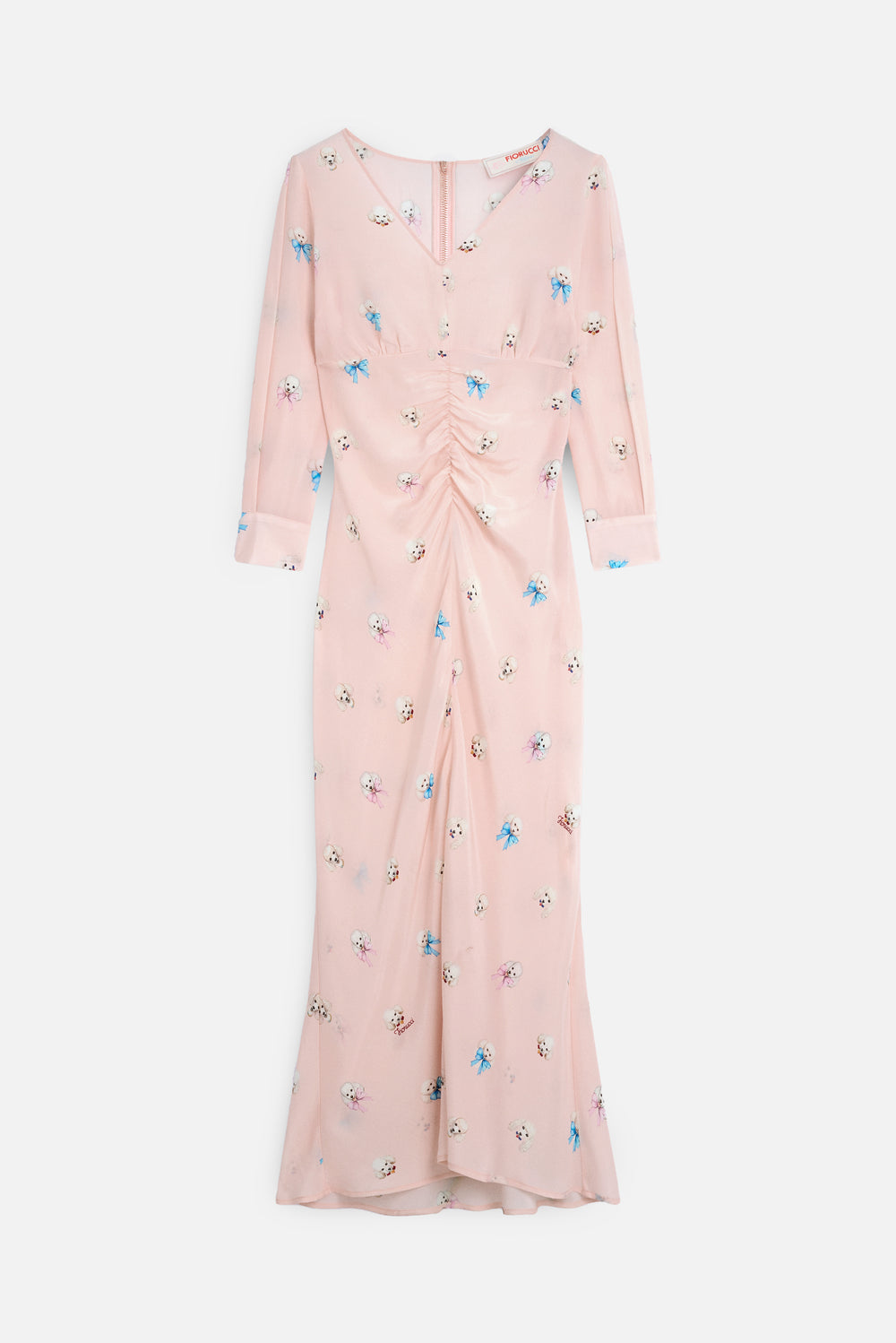 Poodle Print Midi Dress Pink