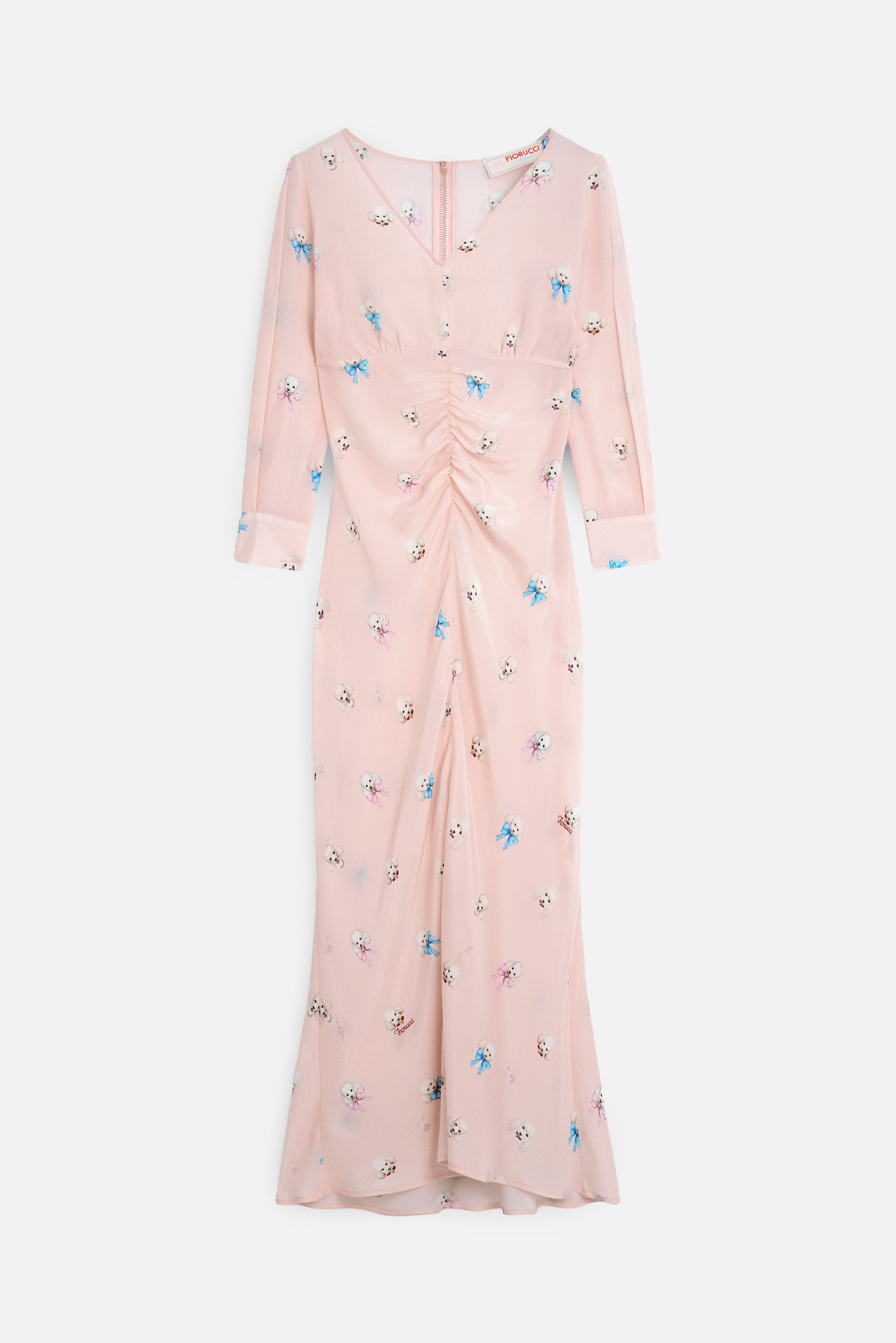Poodle Print Midi Dress Pink