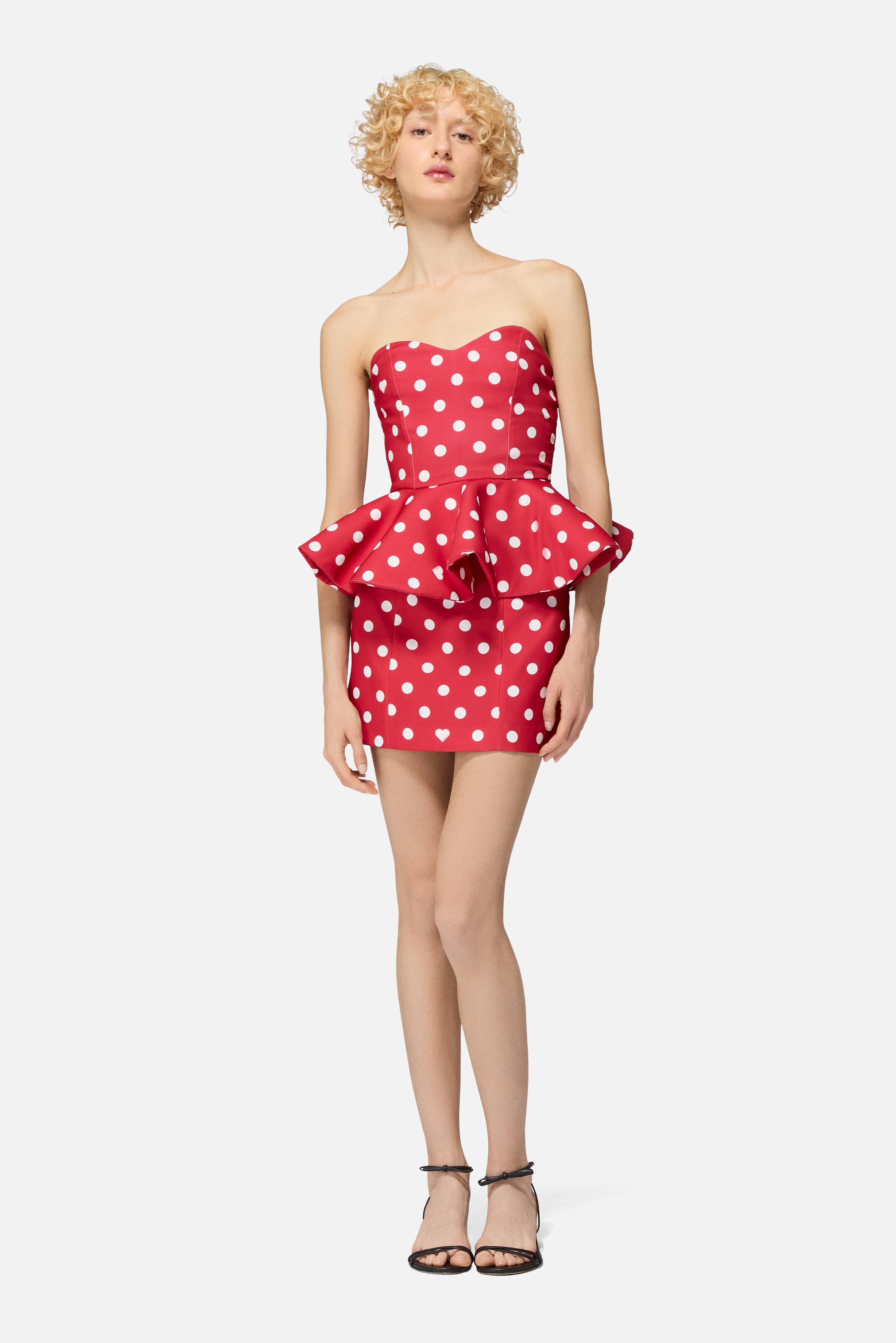 Mini Abito a Pois con Balza Rosso