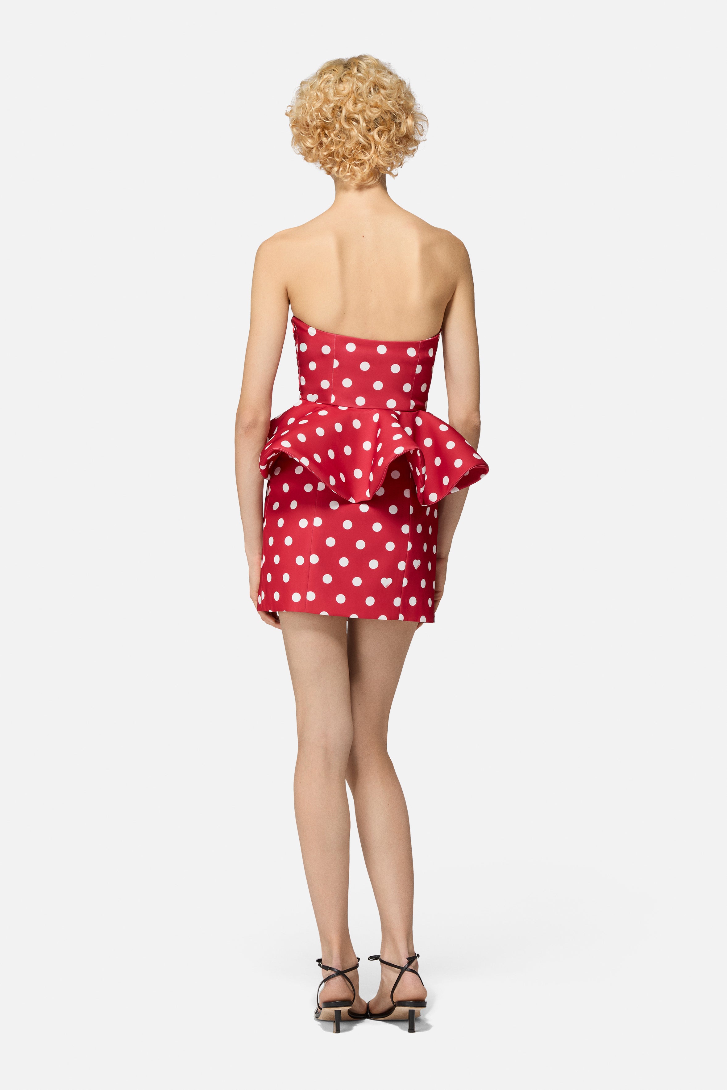 Mini Abito a Pois con Balza Rosso