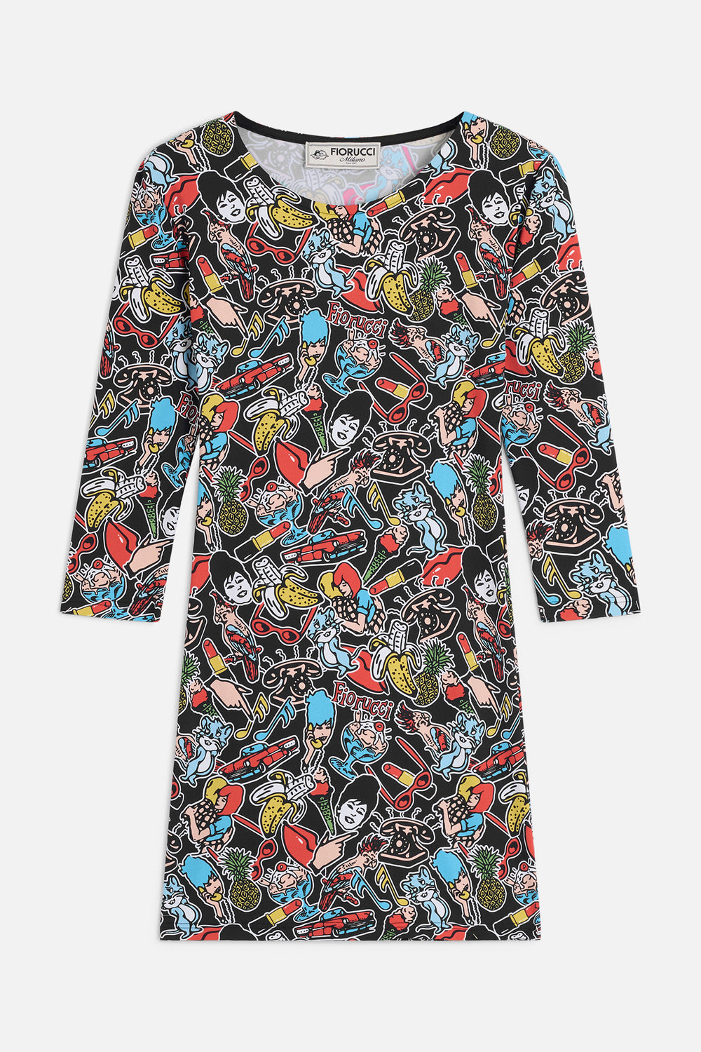Toys Print Mini Dress Black