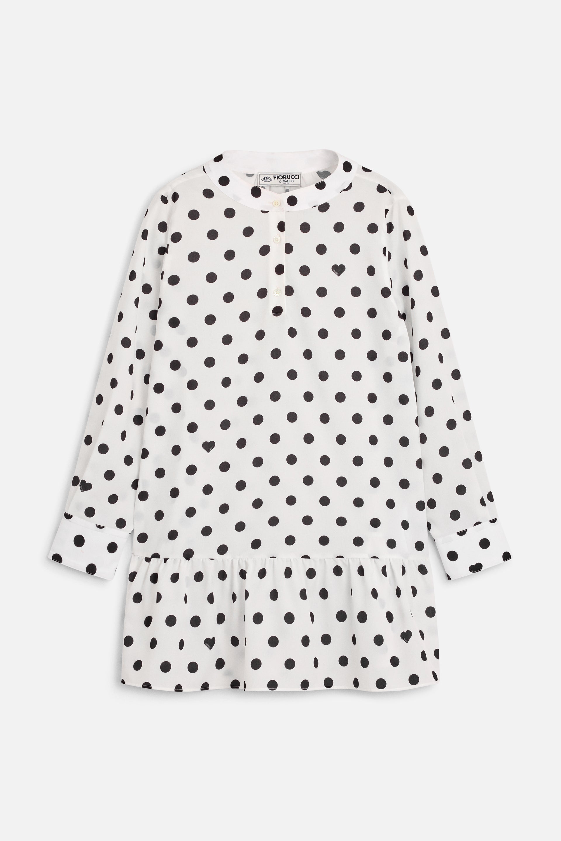 Polka Dot Crepe de Chine Ruffled Mini Dress