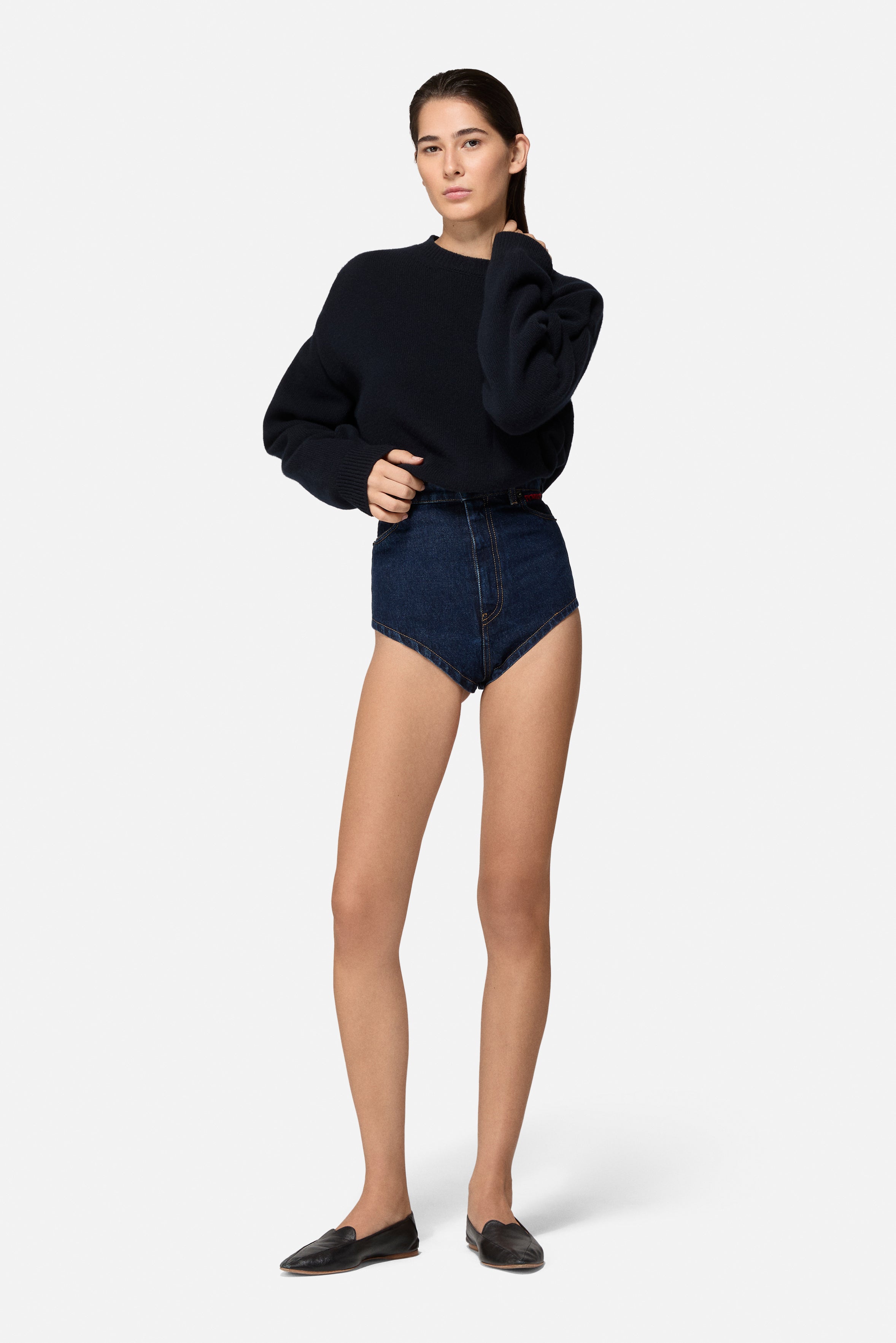 Double Star Patch Denim Pants Navy